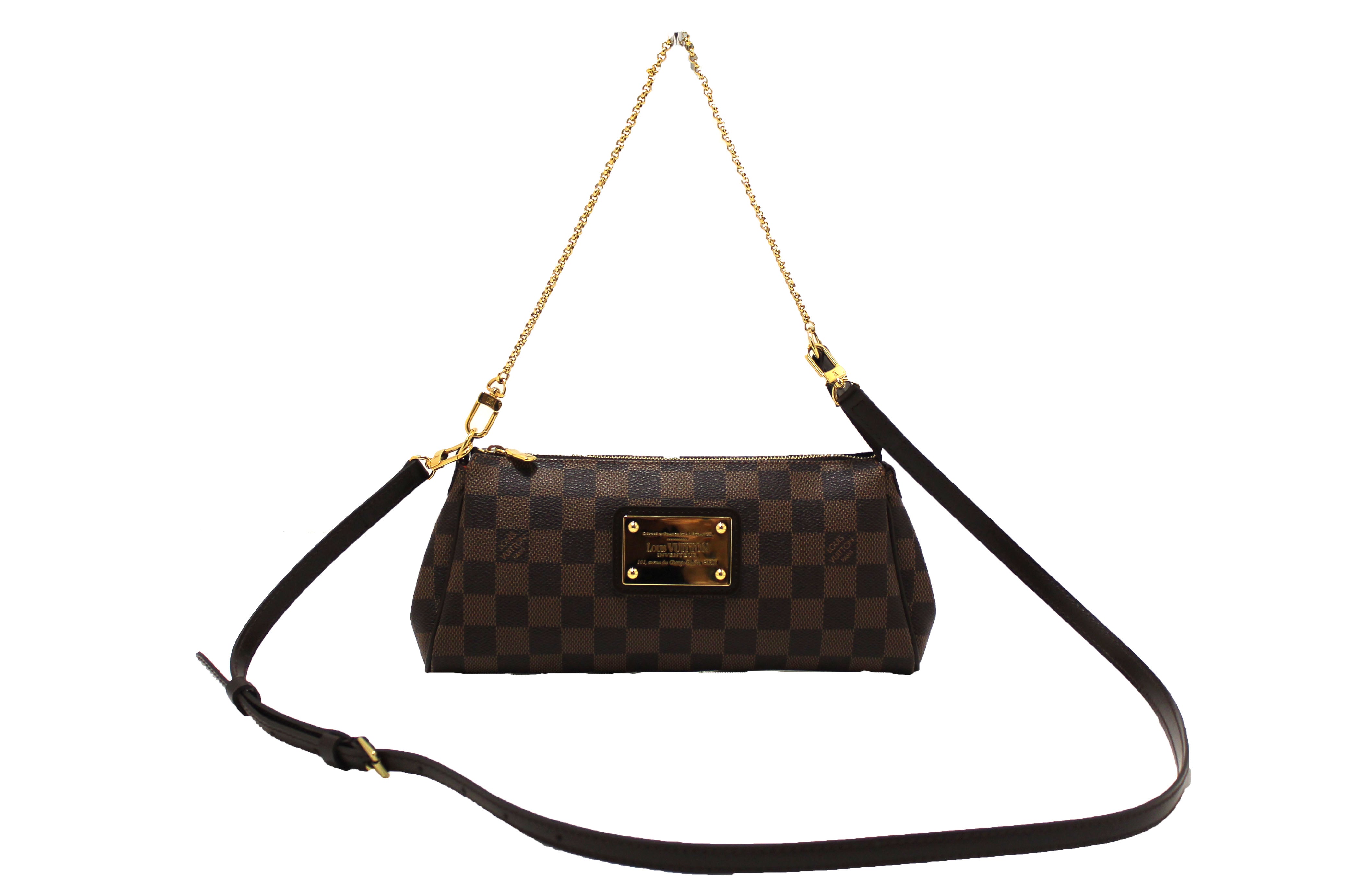 Authentic Louis Vuitton Damier Ebene Eva Clutch Bag - Luxury Crossbody Purse for Women, Designer Handbag for Evening Parties, Date Nights & Special Occasions