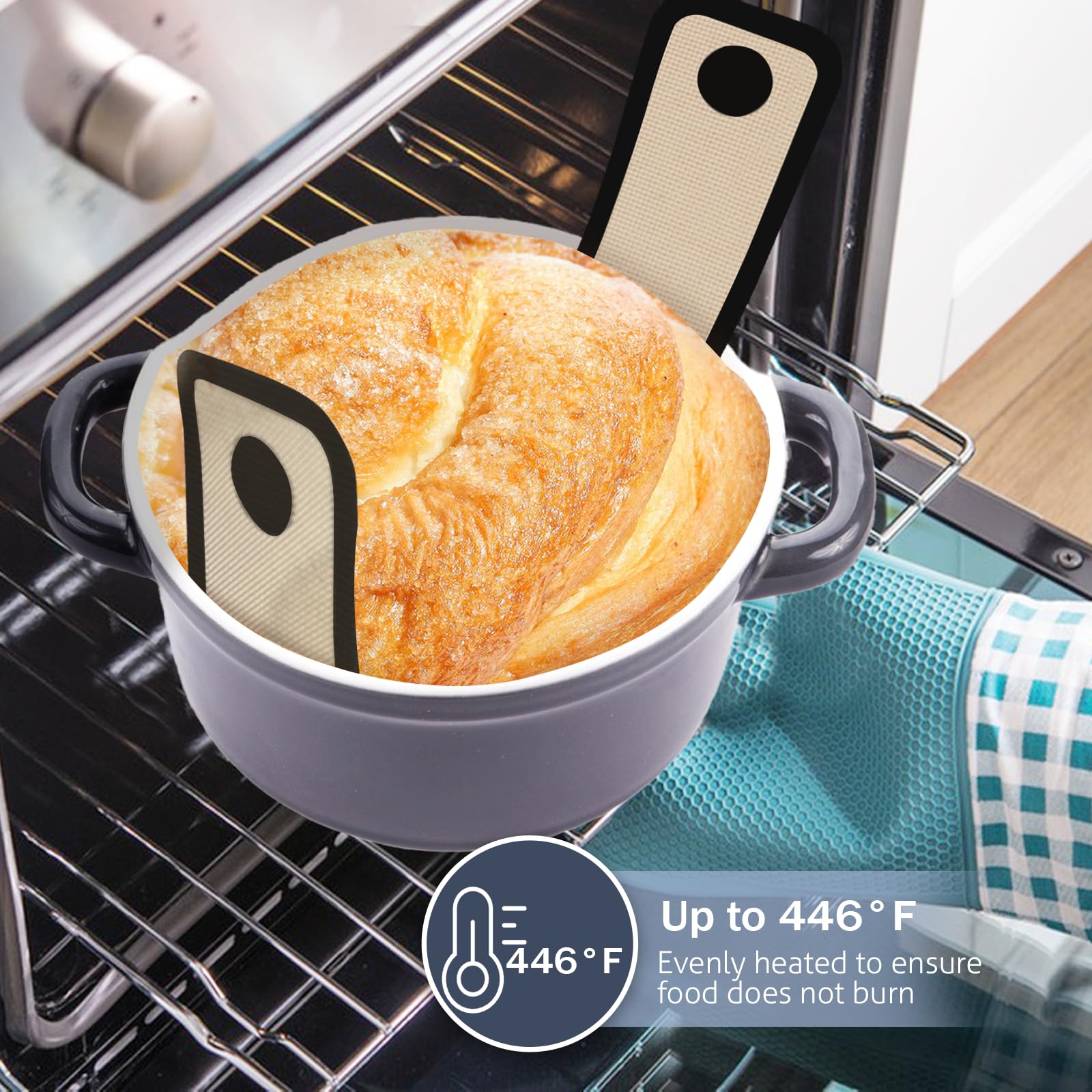 Non-Stick Silicone Bread Sling for Dutch Oven - 2 Pack Reusable Baking Mat with Long Handles for Easy Sourdough Transfer | Perfect for Artisan Bread, Homemade Loaves & Dutch Oven Baking