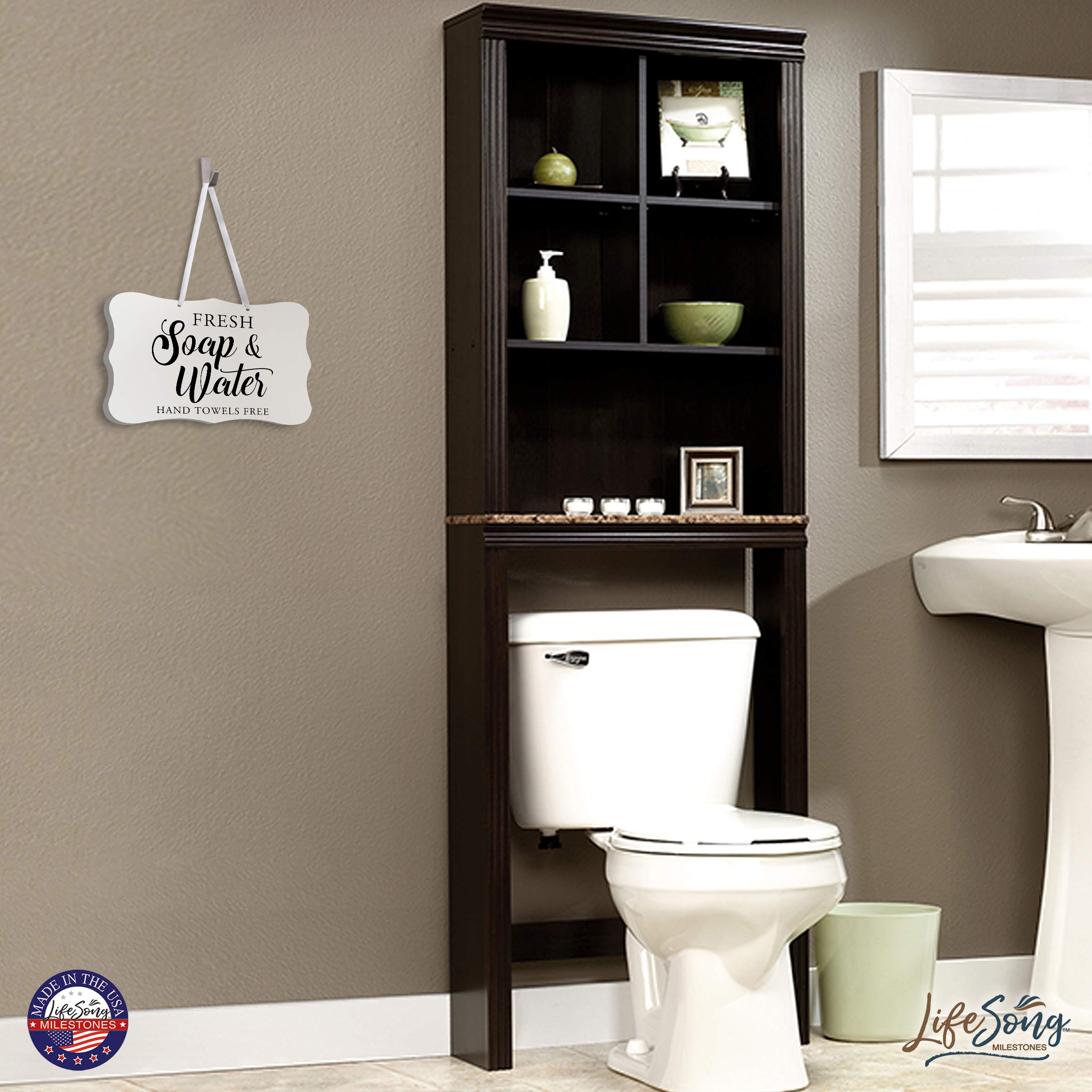 Farmhouse Bathroom Signs - Rustic Wooden Decor with Funny Quotes for Home & Office