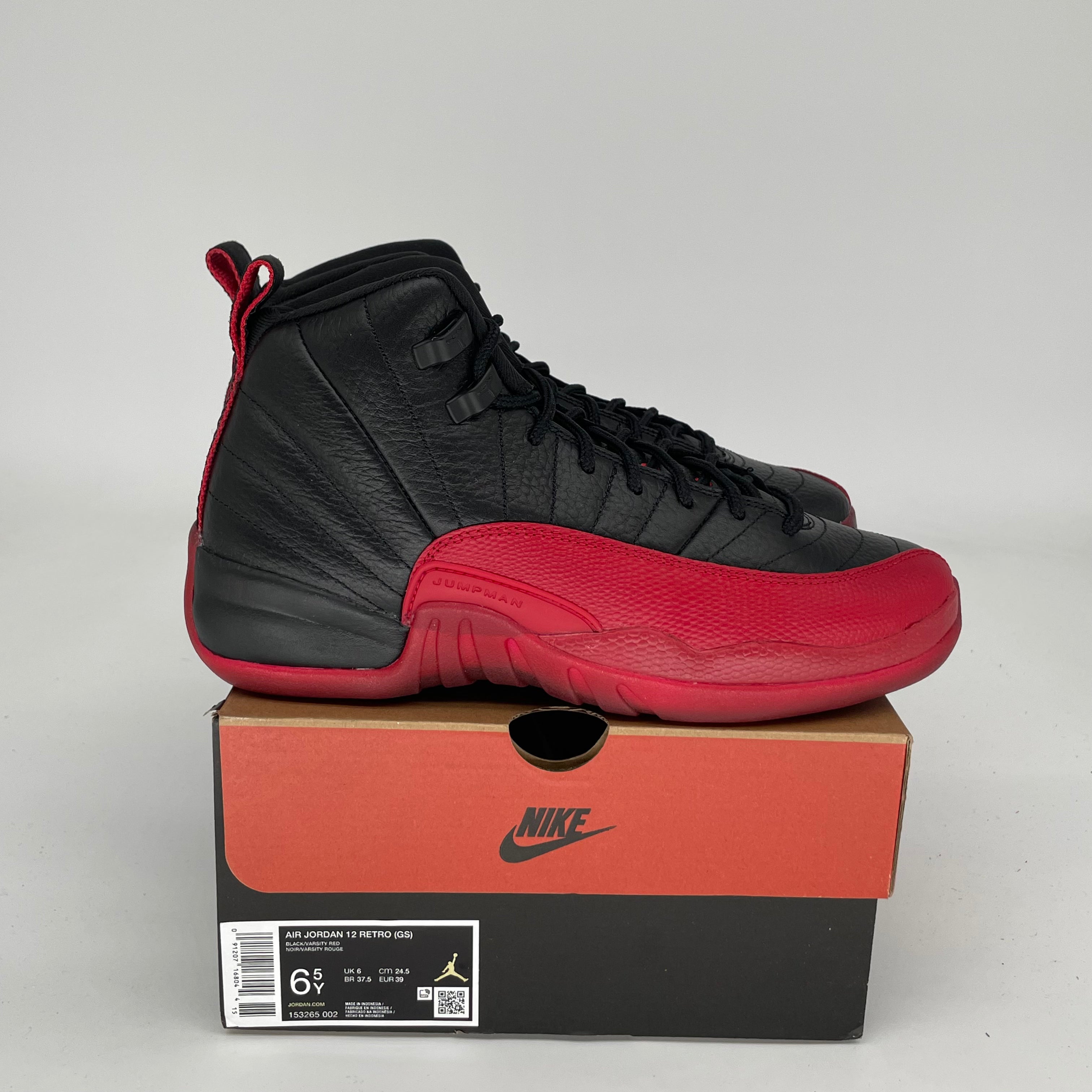Original Air Jordan 12 Retro 'Flu Game' Basketball Shoes - Size 6.5Y (153265-002) - Men's/Women's Sneakers for Sports, Casual Wear & Collectors