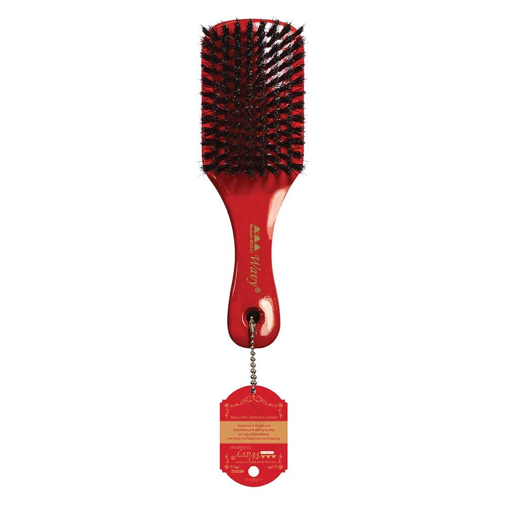 Premium Wavy Wooden Hairbrush - 50% Boar & Nylon Bristles for Smooth Detangling