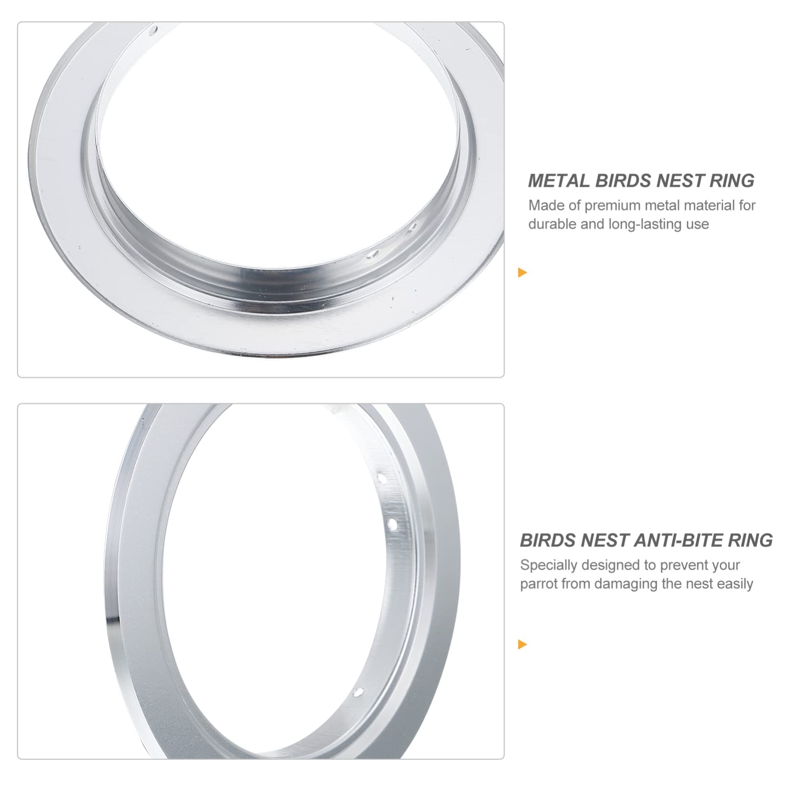 4Pcs Wooden Predator Hole Breeding Cage Rings - Metal Bite Nest Box with Silver Finish for Bird Breeding, Small Animal Habitats & Wildlife Observation