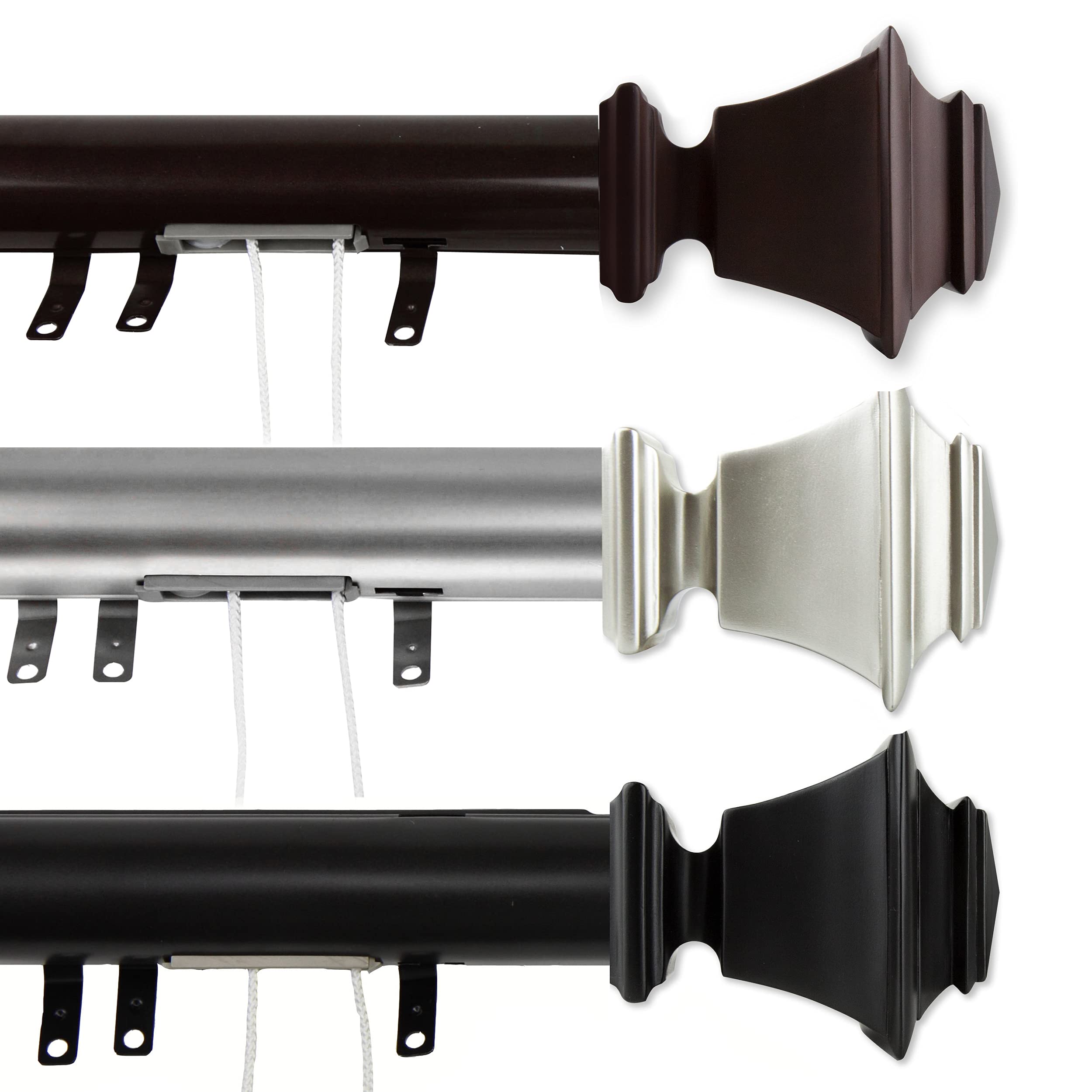Rod Desyne Bach Decorative Traverse Curtain Rod with Sliders, 30-48 Inch, Satin Nickel - Perfect for Living Room, Bedroom & Window Treatments