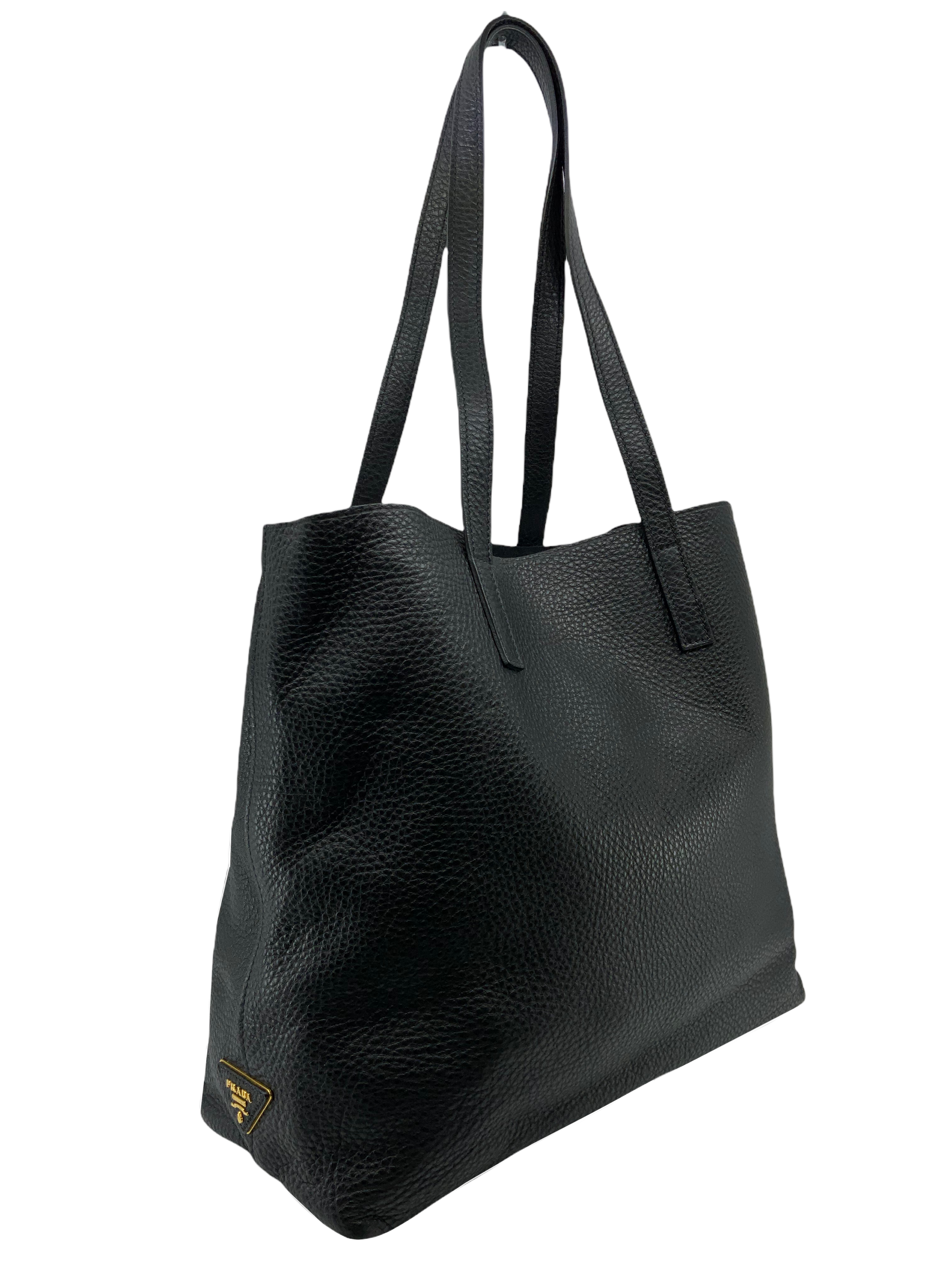 Prada Vitello Daino Large Open Tote Bag - Genuine Leather Luxury Handbag for Women, Perfect for Work, Travel & Everyday Use