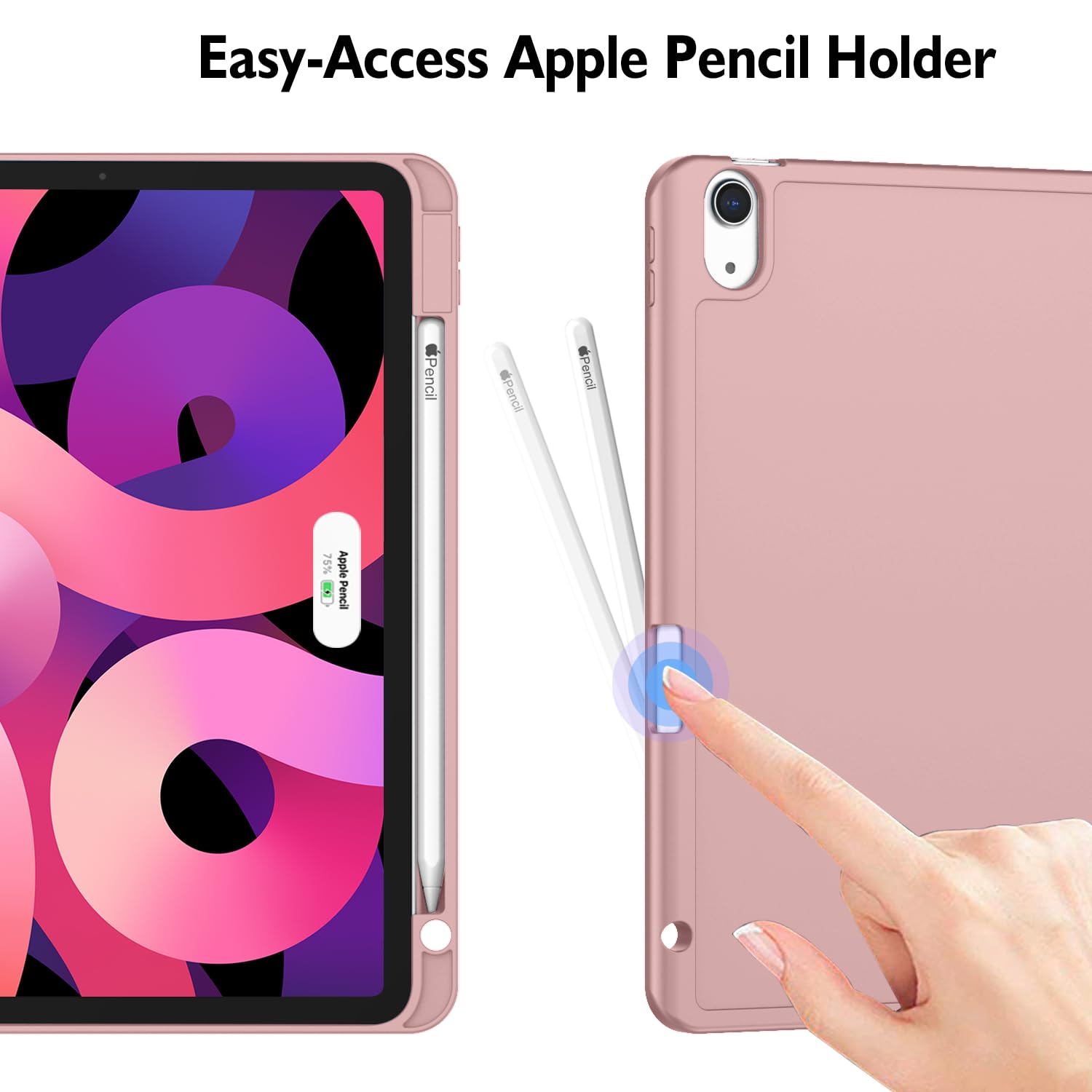 ZryXal iPad Air 11 Inch Case for M3 2025 & M2 2024 Models, Compatible with iPad Air 5th/4th Gen 2022/2020 10.9 Inch - Protective Cover with Touch ID Support & Auto Wake/Sleep Feature (Dark Salmon) | Perfect for Work, Travel & Everyday Use