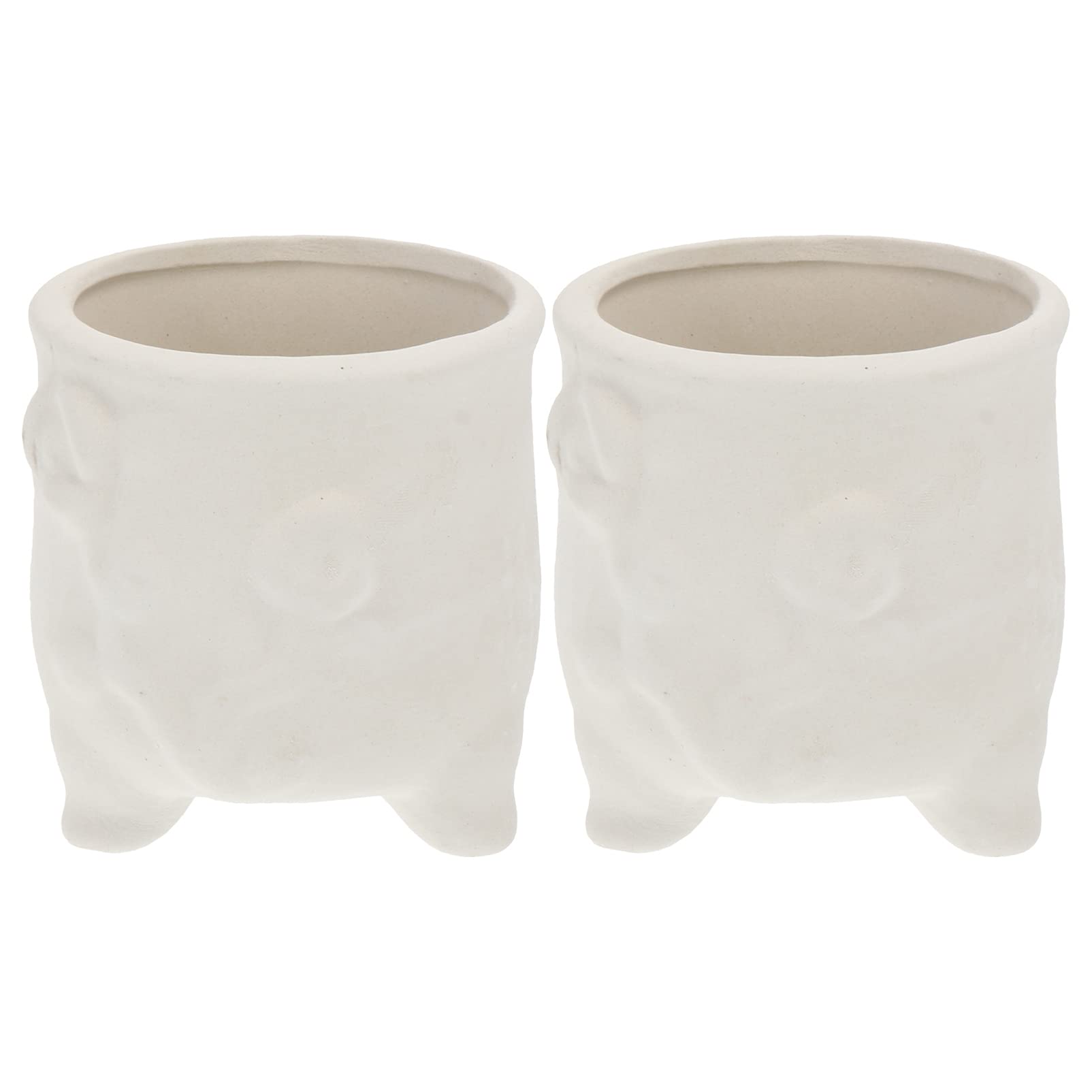 VICASKY 2-Pack Unpainted Ceramic Animal Planters - DIY Paint Your Own Flower Pots for Succulents, Cactus & Small Plants - Perfect for Home Decor, Gardening Gifts & Kids Crafts
