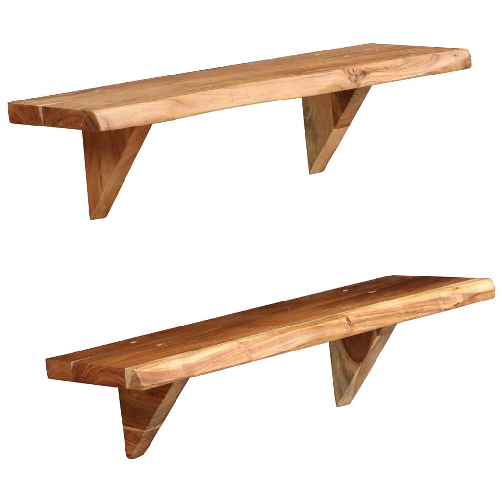 2 Pack Acacia Wood Wall Shelves 23.6
