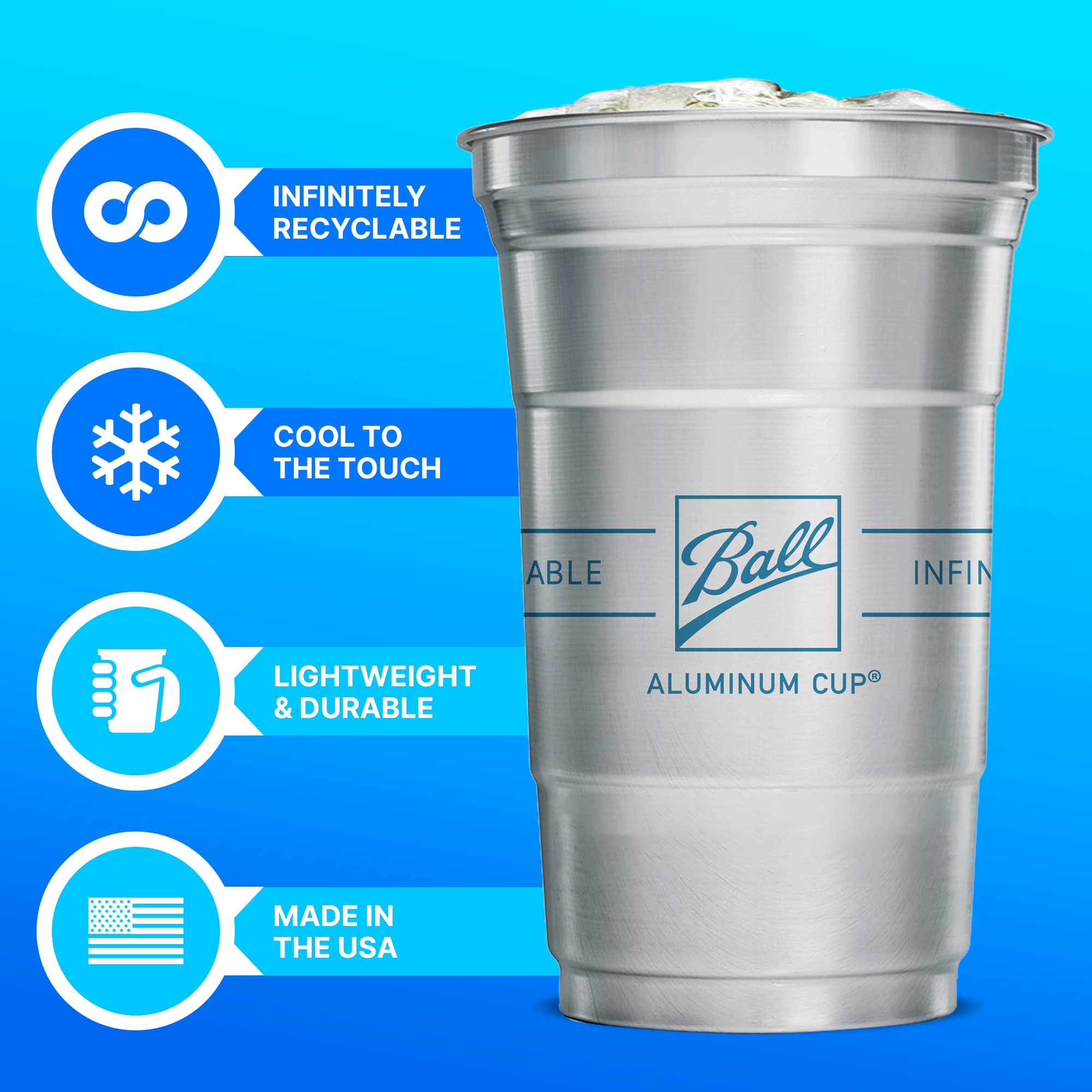 **Ball Aluminum Cup 20 oz - Recyclable Party Cups Bulk Pack (600 Cups) - Durable & Eco-Friendly for Outdoor Events, BBQs, Camping & Tailgating**