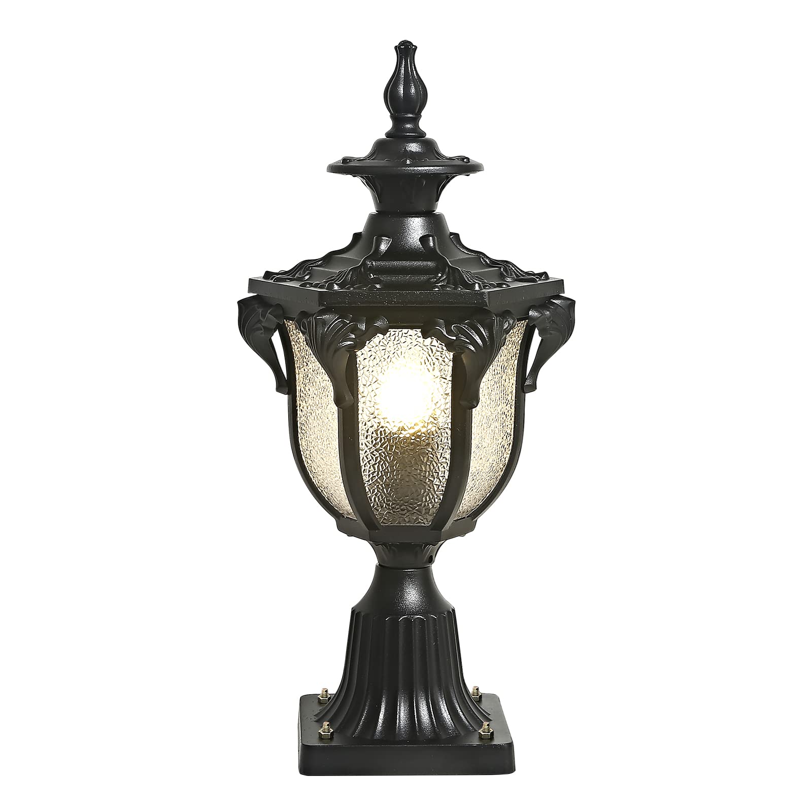 Waterproof Outdoor Post Lights with Pier Mount Base - Seedy Glass Post Lantern Lamp for Patio, Yard, Garden, Pathway Lighting | Durable Exterior Light Fixture for Driveway, Walkway & Landscape Decor