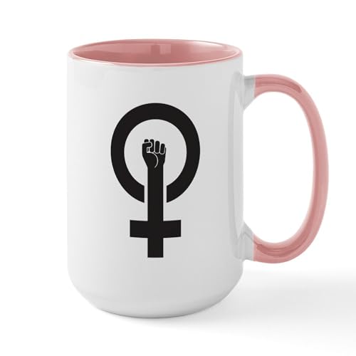 White/Pink Inside - Feminist Power Large Mug