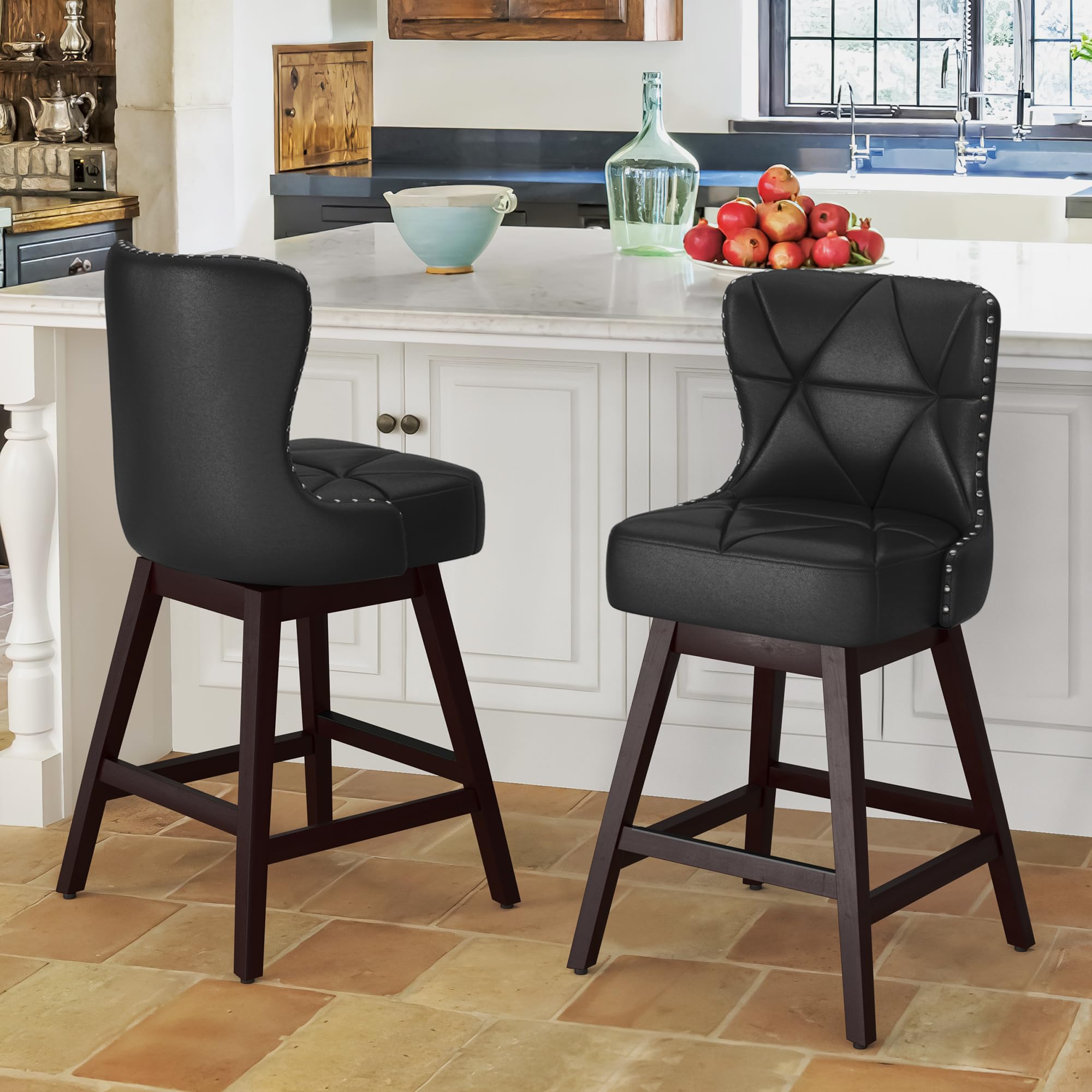 Set of 2 Retro Swivel Bar Stools 26