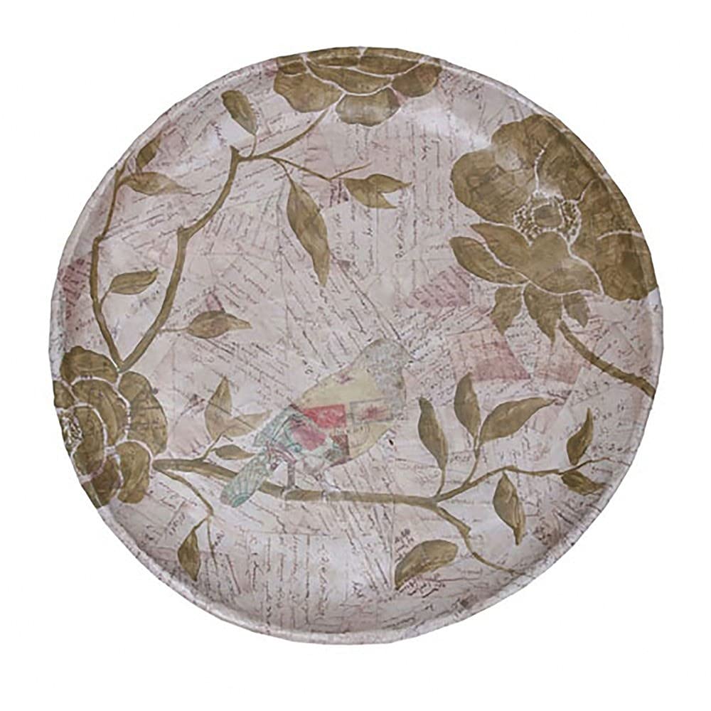 Elk Home 2830304 Camden 20.25 Inch Decorative Charger Plate with Floral and Bird Motif - Perfect for Dining Table Centerpiece, Wedding Decor, and Home Accent
