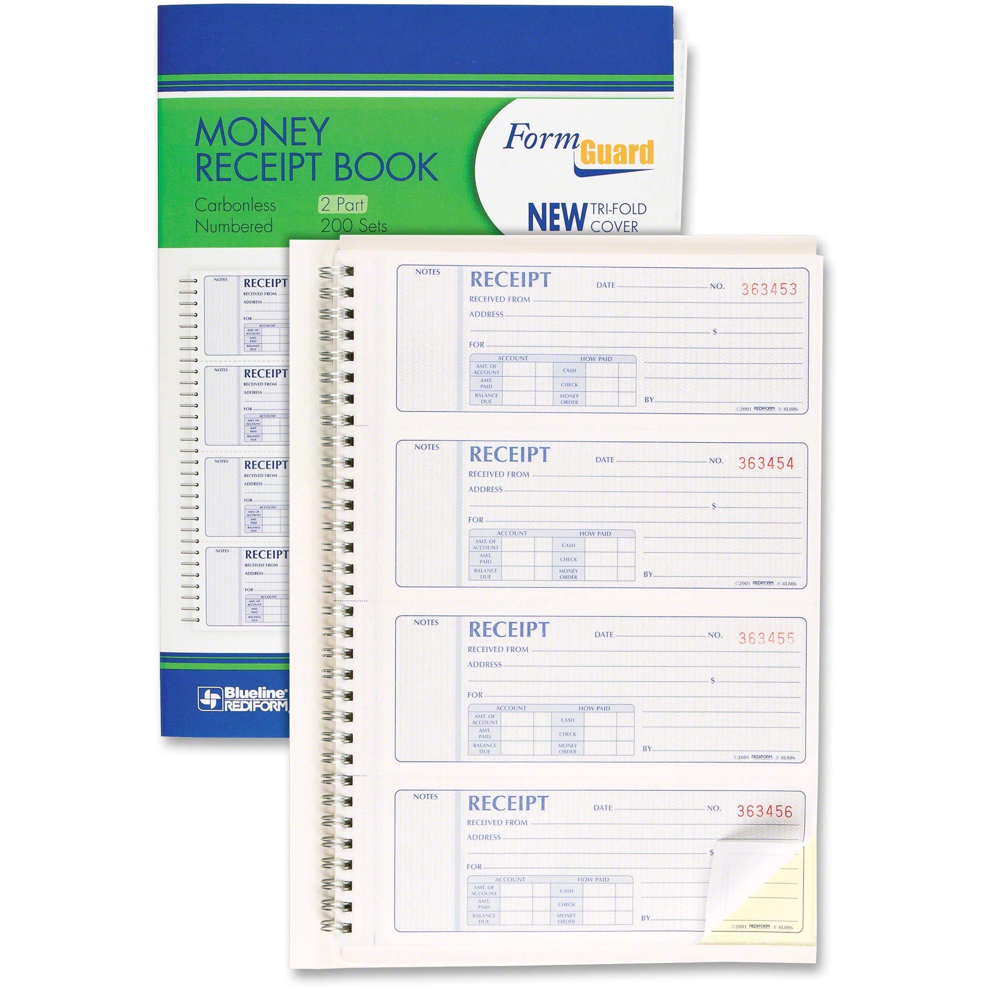 2-Part White Carbonless Money Receipt Book - Perfect for Small Business, Office, and Retail Transactions