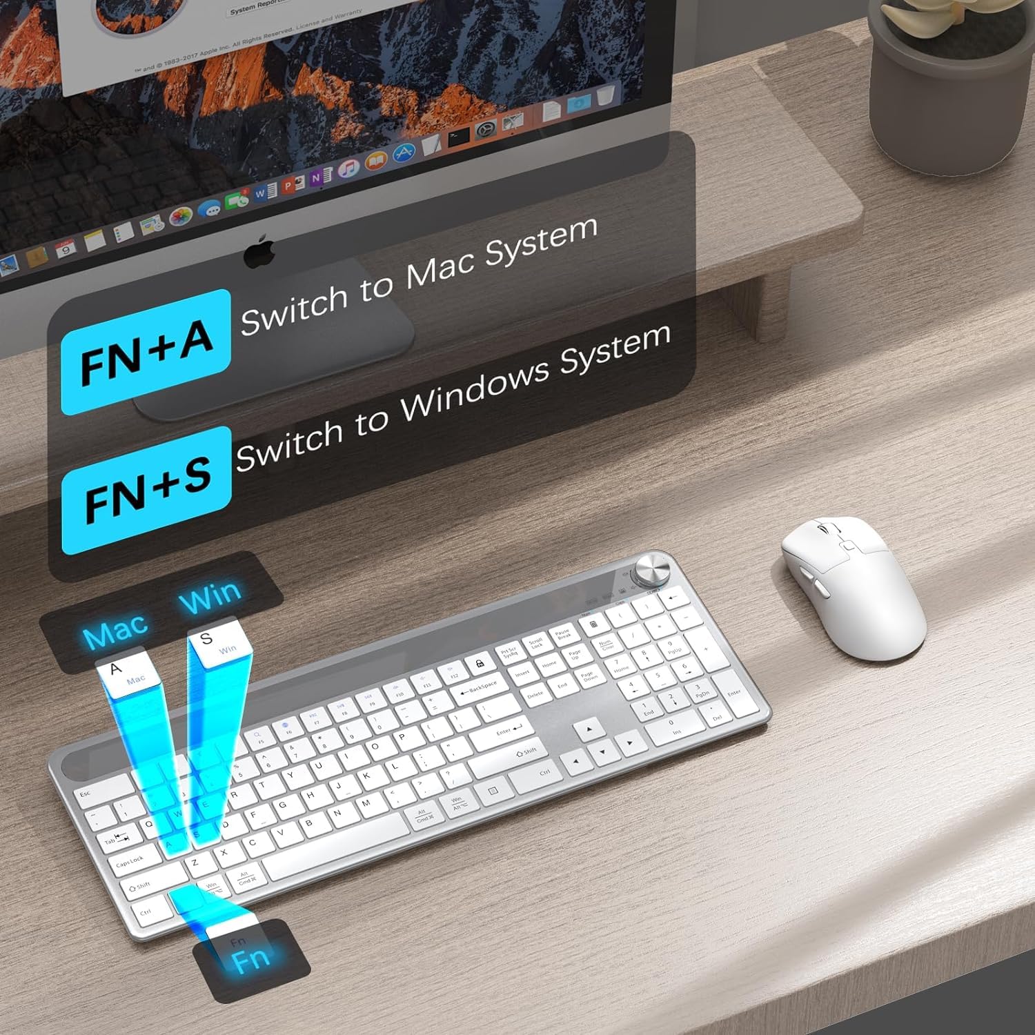 Wireless Keyboard Mouse Combo with Volume Knob - for PC/Mac/Windows - Home & Office Use