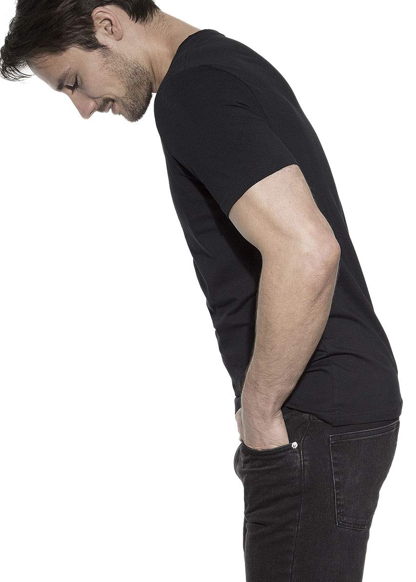 Premium V-Neck T-Shirt for Men - Soft Cotton Breathable Undershirt - Black (Large) - Ideal for Layering, Casual Wear & Gym Workouts