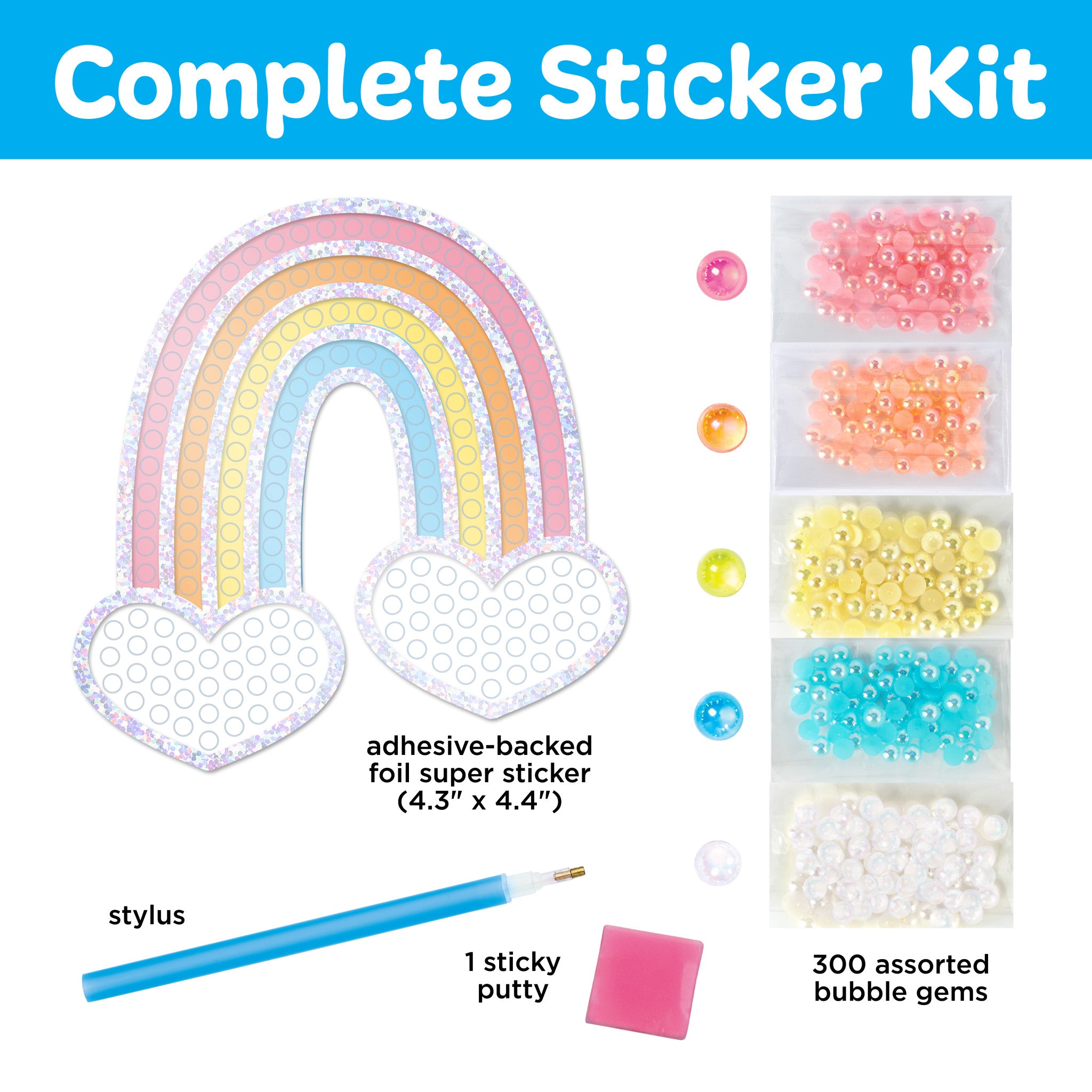 Bubble Gems™ Super Sticker Rainbow - 500+ Colorful Stickers for Kids, DIY Crafts, Scrapbooking & Journaling - Fun Classroom & Party Supplies #6469000