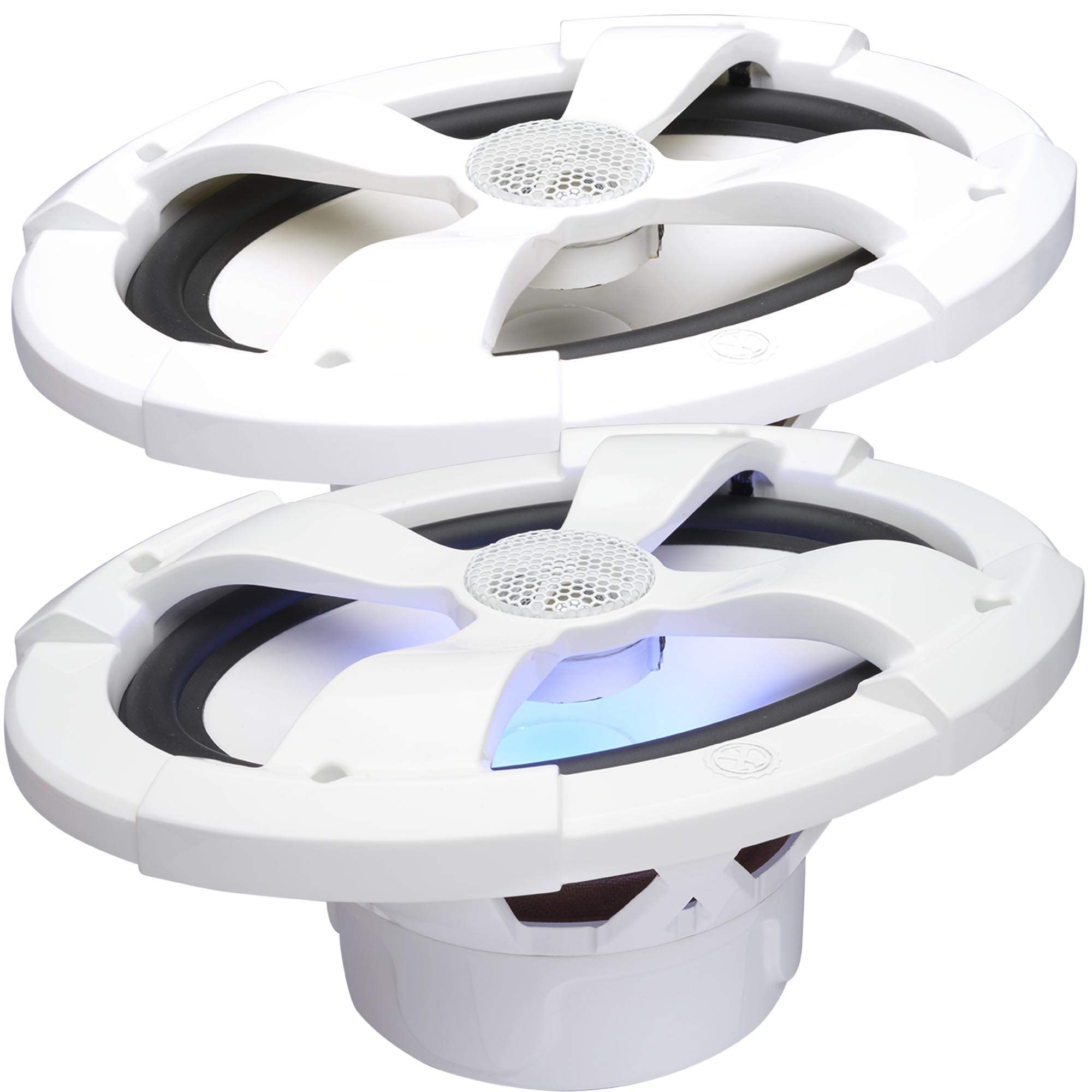 PowerBass XL-69M 6x9 Inch Marine Coaxial Speakers with RGB LED Lighting - Waterproof Boat Audio System for Outdoor & Marine Use - Perfect for Boats, Yachts, and Water Sports Enthusiasts