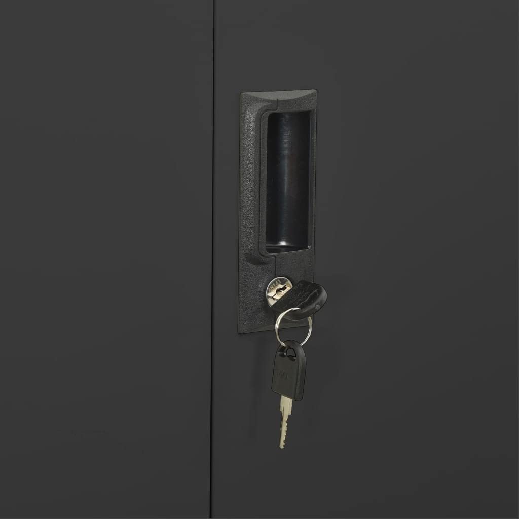 vidaXL Lockable Metal Office Storage Cabinet - Home & Office Filing Cabinet with Key Lock, Industrial Style Anthracite Steel - Perfect for Home Office, Garage, and Industrial Storage