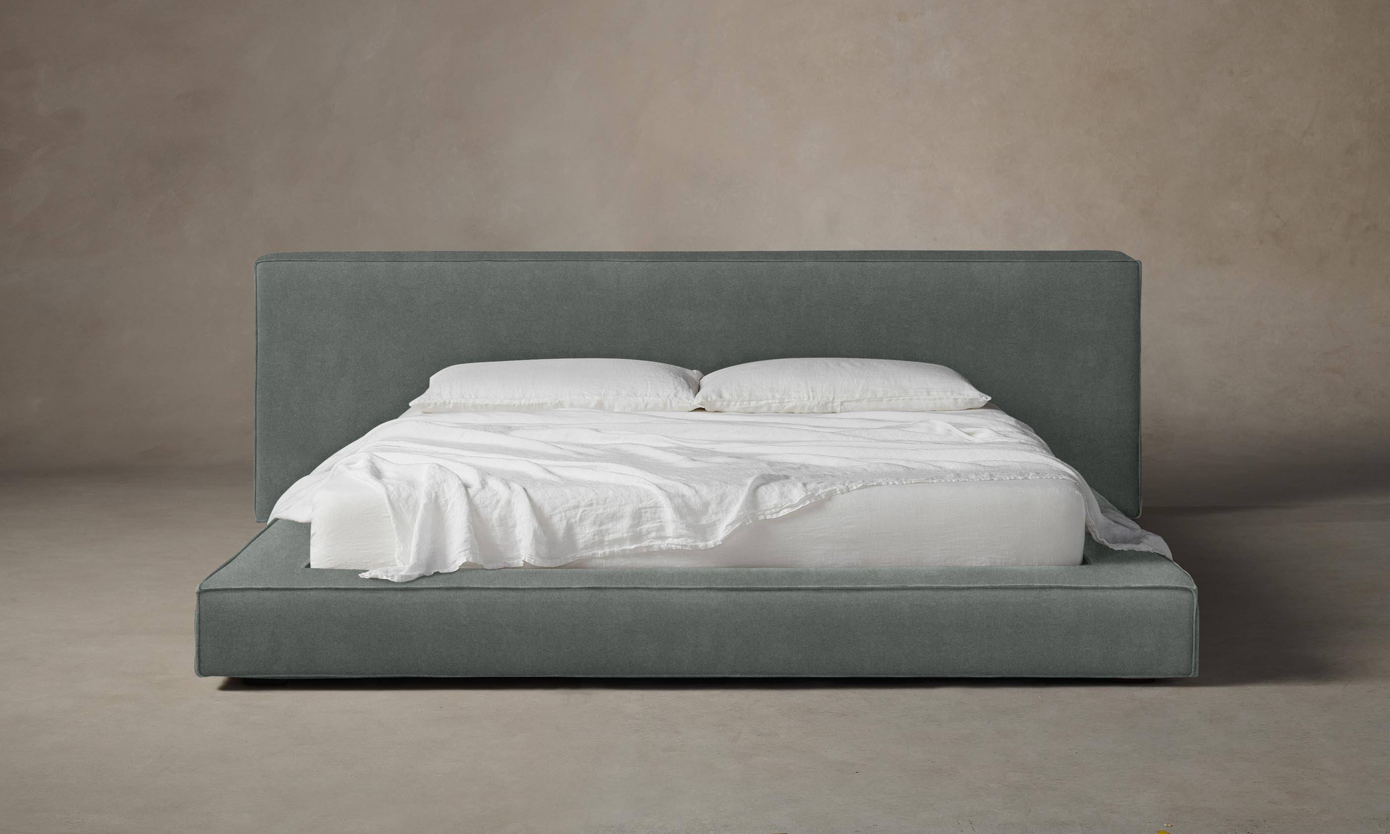 The Eldridge Bed - Premium Mohair Fog Upholstered Bed Frame for Luxurious Bedroom Decor | Perfect for Master Bedrooms & Guest Rooms