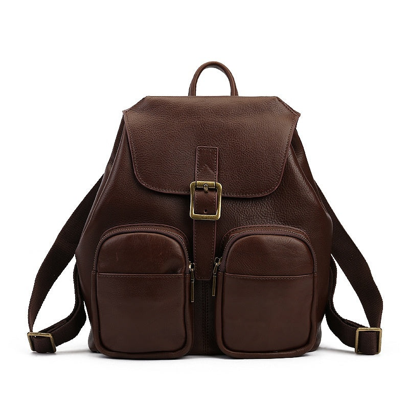 Genuine Leather Large Capacity Women's Backpack - Stylish & Durable Travel Bag for Work, College & Everyday Use