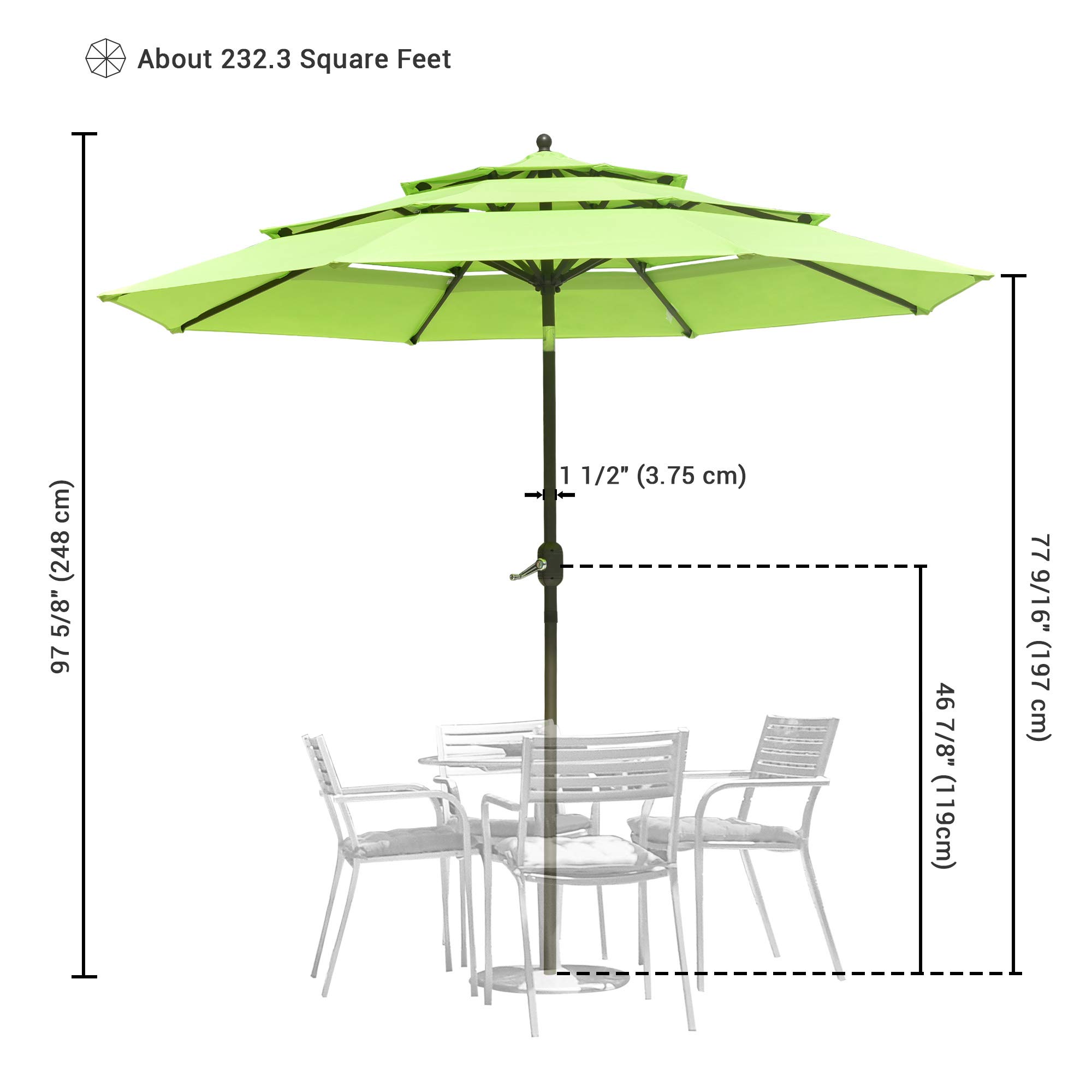 Yescom 9 Ft 3 Tier Patio Umbrella with Crank & Tilt Mechanism - Waterproof Protective Cover - Perfect for Poolside, Backyard, Deck, and Outdoor Dining Areas