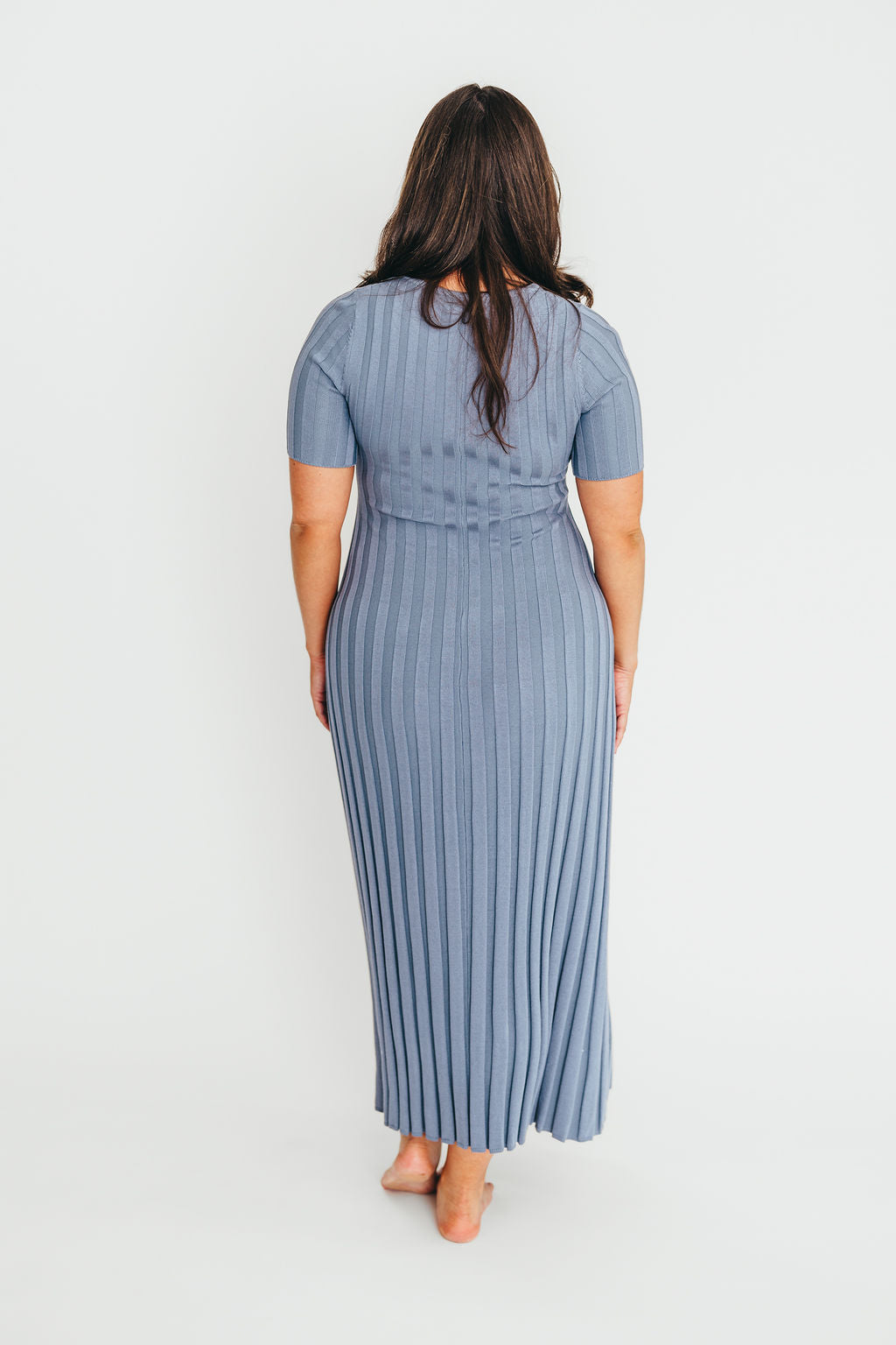 Oakley Ribbed Maxi Dress in Dusty Blue - Bump Friendly Maternity Dress for Pregnancy & Nursing | Perfect for Casual Outings, Baby Showers & Summer Events