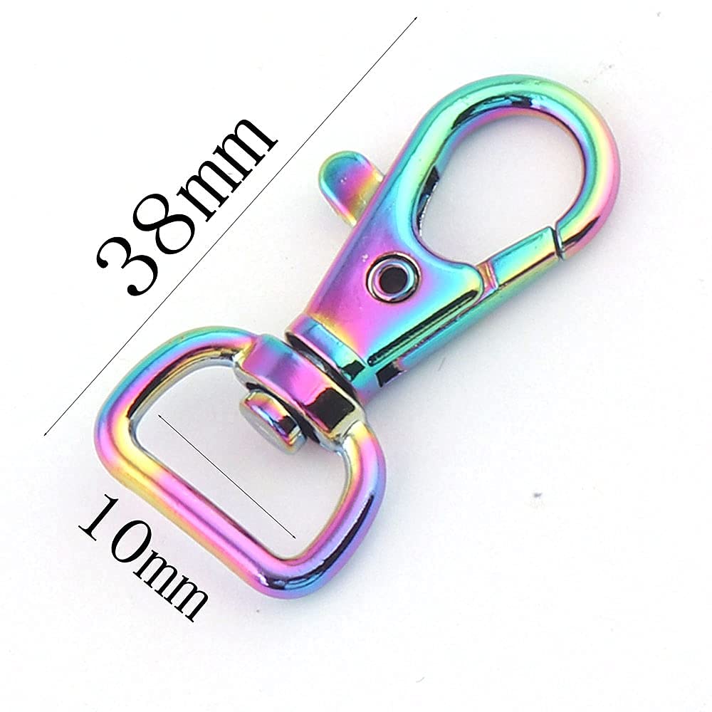 Rainbow Swivel Snap Hook Clasps 6-Pack - Keychain, Bag & Lanyard Clip for Keys & Accessories