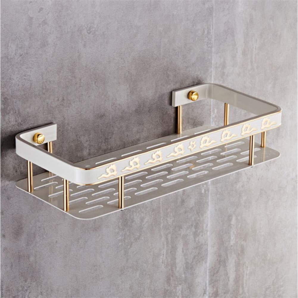 Premium Aluminum Bathroom Shelf Organizer - White & Gold Shower Storage Rack for Shampoo, Soap & Cosmetics | Space-Saving Bathroom Accessory for Showers, Vanities & Small Spaces