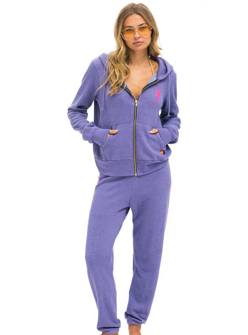 Aviator Nation Women's Bolt 2 Hoodie - Lavender & Neon Pink Pullover Sweatshirt | Casual Streetwear for Women | Perfect for Gym, Lounge & Everyday Wear