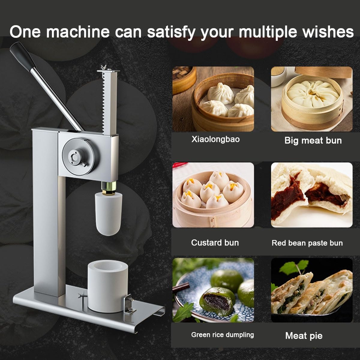 Automatic Baozi Maker with Dough Press - Semi-Automatic Dumpling & Steamed Bun Maker for Homemade Baozi, Cream Buns & Dim Sum - Perfect for Asian Cooking, Home Kitchens & Restaurant Use