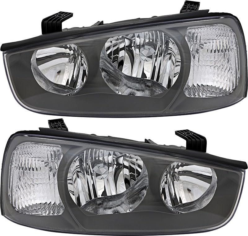 2001-2003 Hyundai Elantra Replacement Headlight Assembly Set - Halogen Compatible Left & Right Lamps for Driver and Passenger Side | Perfect for Night Driving & Road Safety