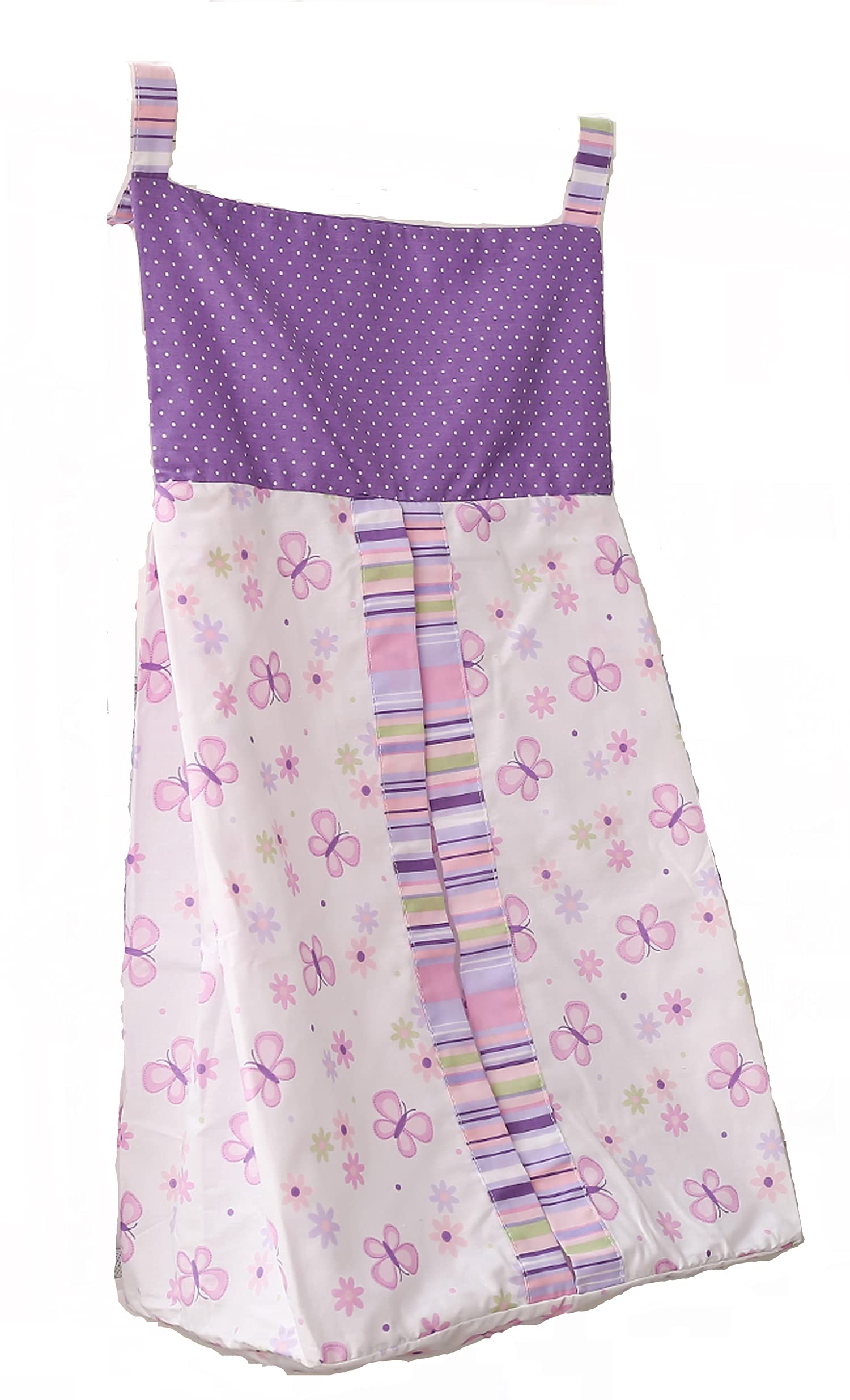 4-Piece Pink Butterfly Embroidery Nursery Crib Bedding Set - 1 Quilt, 1 Fitted Sheet, 1 Skirt & 1 Diaper Storage Bag - Soft Baby Girl Cot Bedding for Newborns & Toddlers - Perfect for Nursery Decor, Baby Showers & Gift Giving