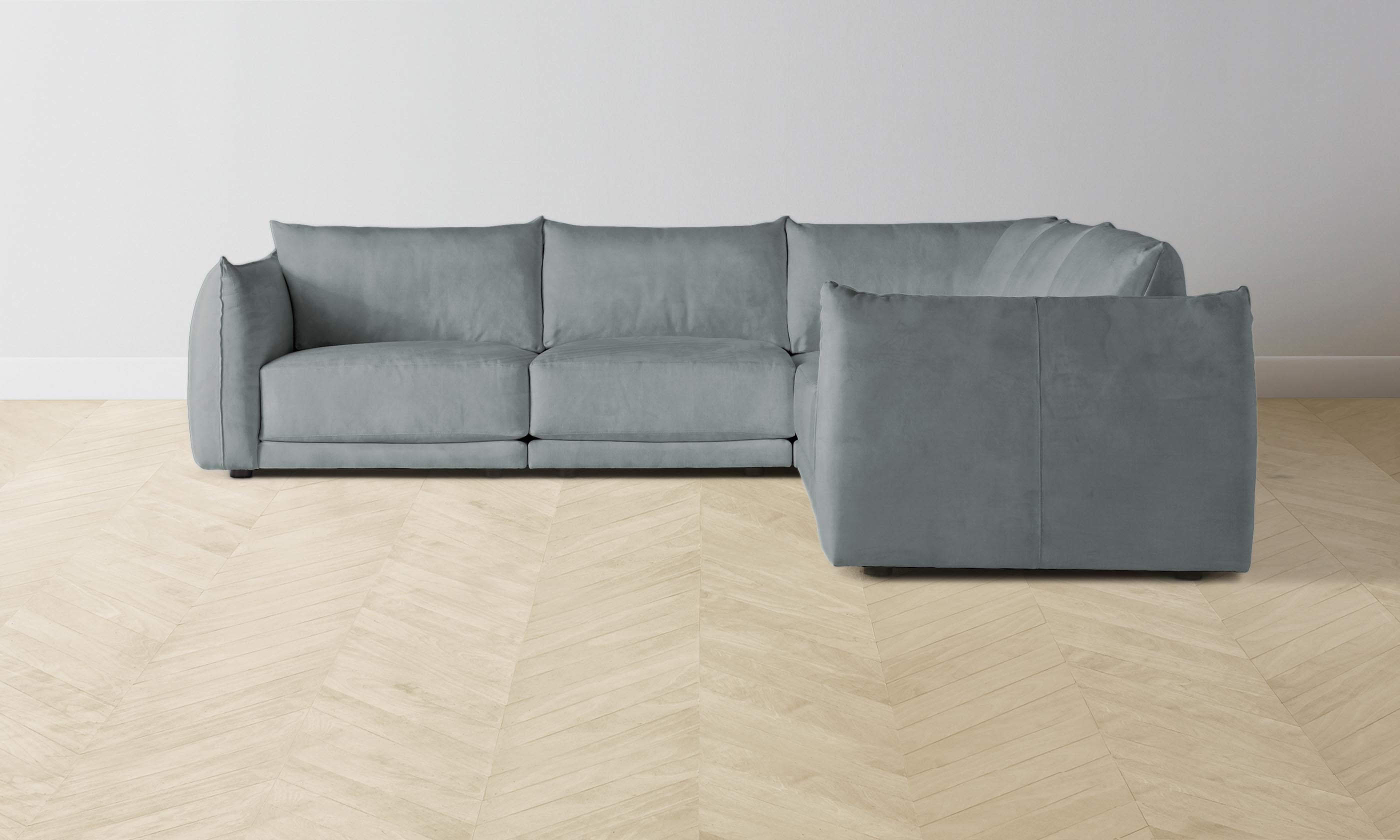 Jones Modular Sectional Sofa - Performance Velvet in Seafoam Green | Modern Living Room Furniture for Small Spaces & Apartments