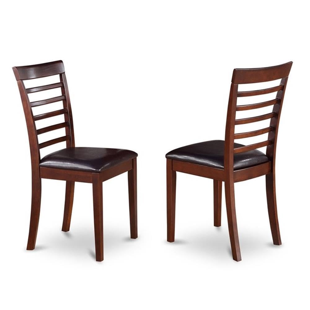 East West Furniture NDML3-MAH-LC 3-Piece Small Space Kitchen Table Set with Drop-Leaf Dining Table & 2 Faux Leather Chairs, 30x48 Inches, Mahogany - Perfect for Apartments, Breakfast Nooks, and Cozy Dining Areas