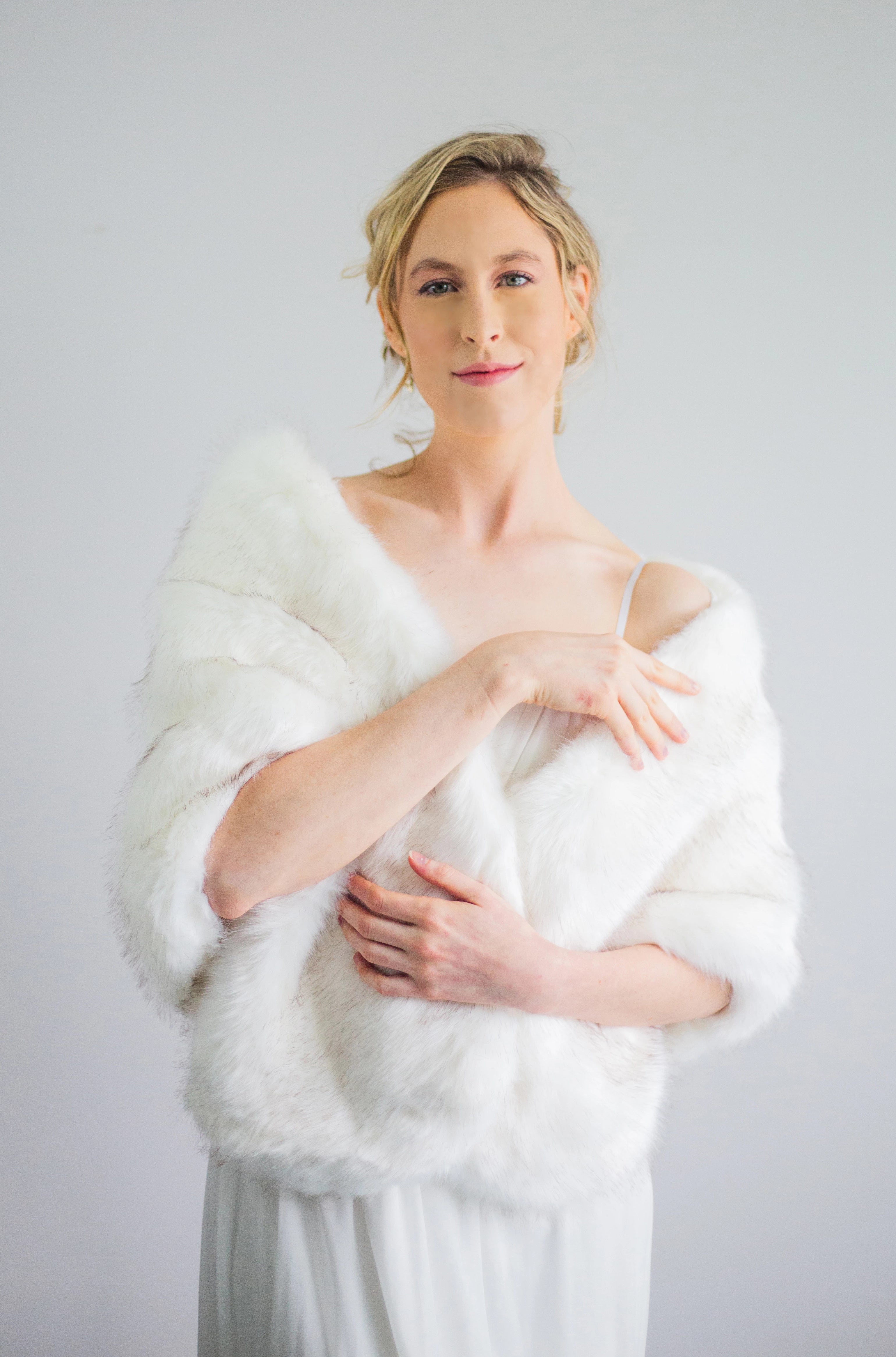 Ivory and Black Fur Shawl with Butterfly Design - Elegant Winter Wrap for Women | Perfect for Parties, Weddings, and Evening Events