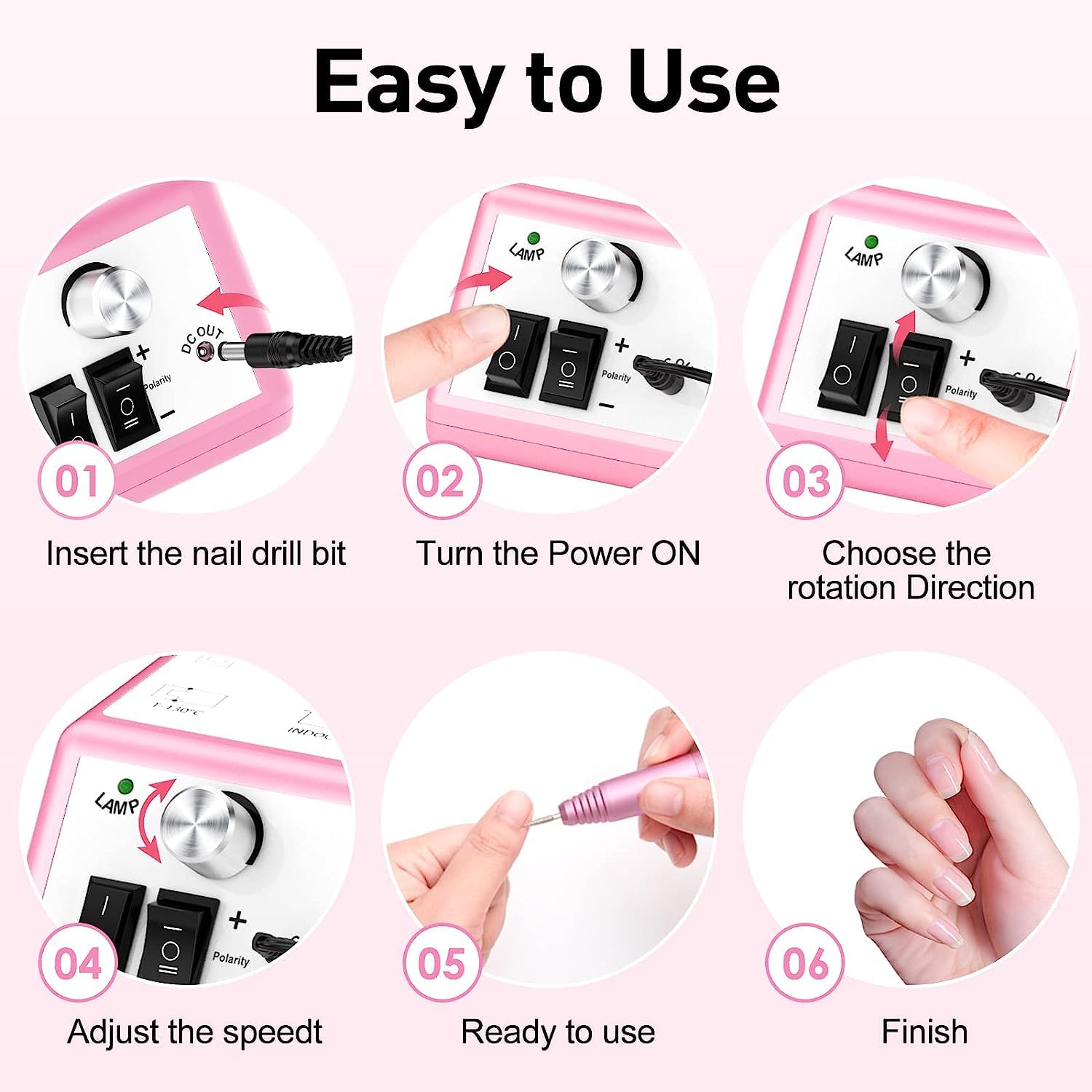NAILWIND Professional Nail Drill Machine 20000 RPM - Electric Nail File Kit for Acrylic & Gel Nails, Manicure Pedicure Set with Nail Art Polisher | Perfect for Home Salon, DIY Nail Care & Professional Nail Technicians