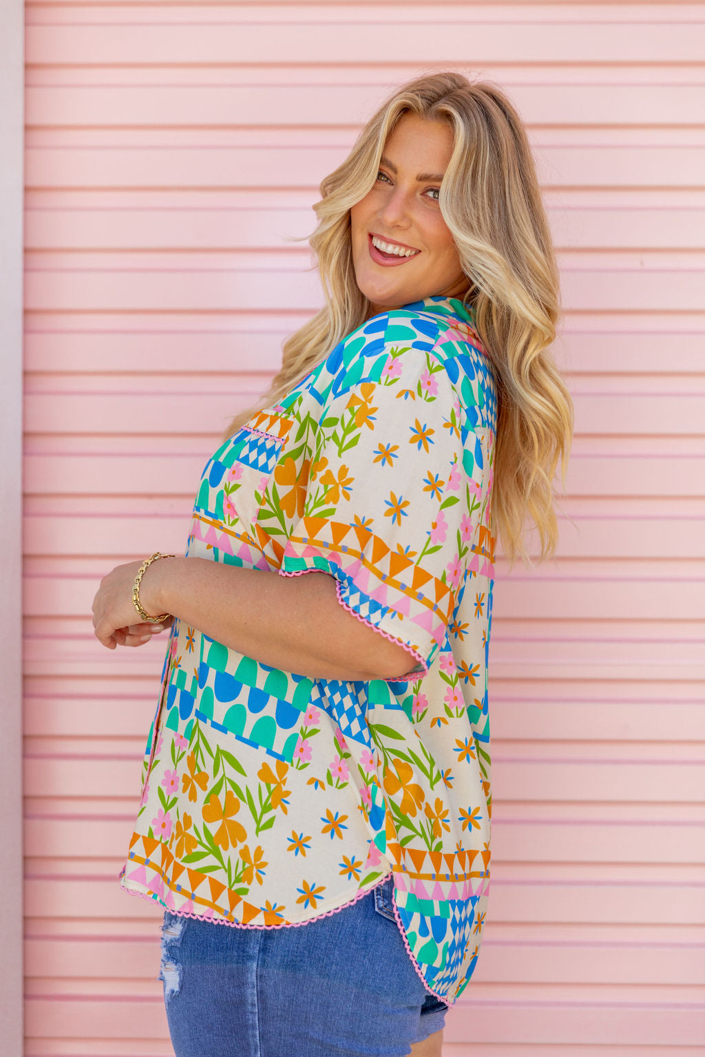 Luella Patch Garden Print Shirt - Stylish Floral Blouse for Women | Perfect for Casual Outings, Office Wear & Spring Fashion