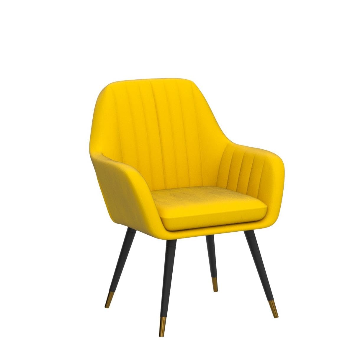 Roundhill Furniture Tuchico Modern Velvet Accent Chair - Plush Upholstered Lounge Chair in Vibrant Yellow | Perfect for Living Room, Bedroom or Office Decor
