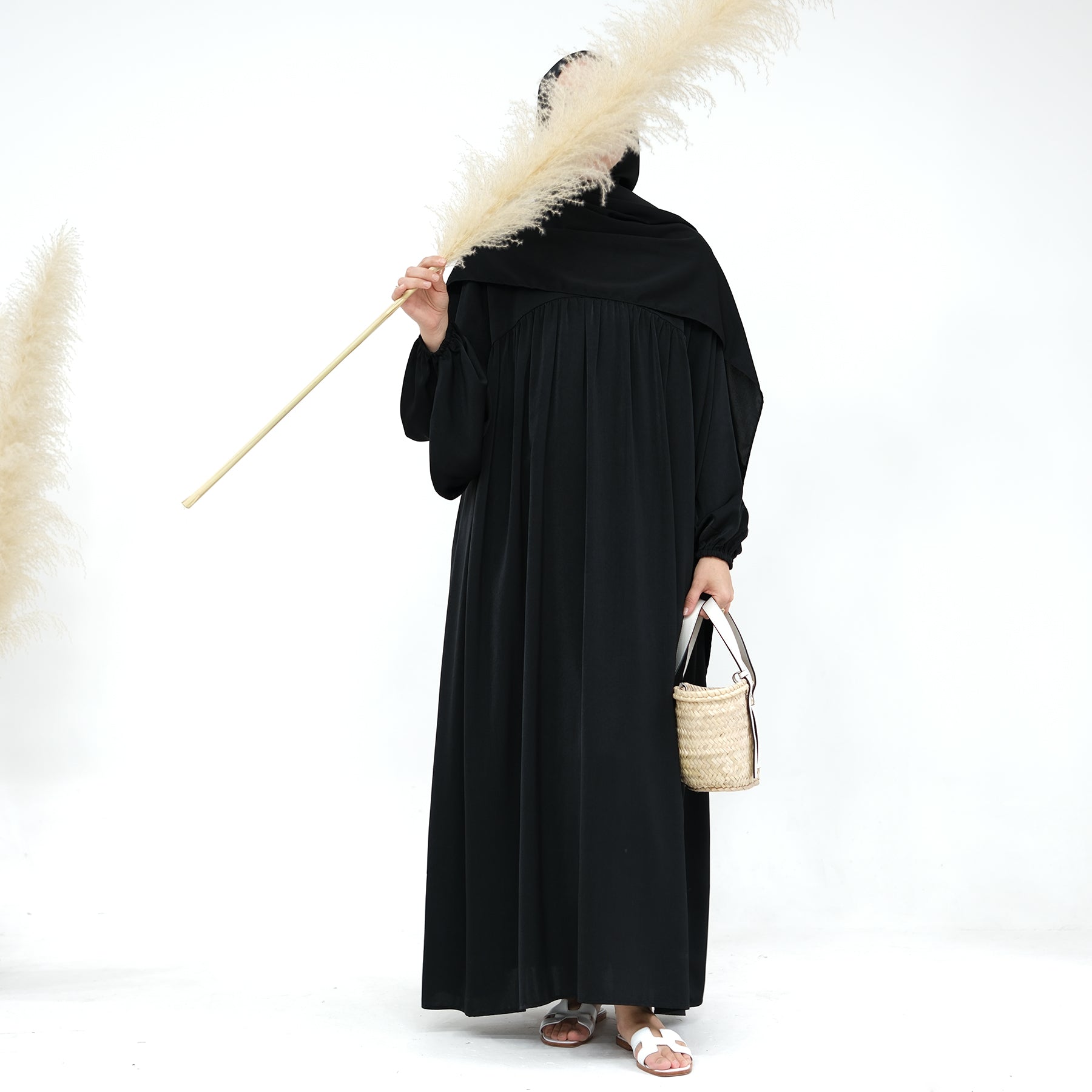 Amelia Satin Abaya Set - Elegant Black Muslim Prayer Dress for Women | Perfect for Eid, Ramadan & Special Occasions