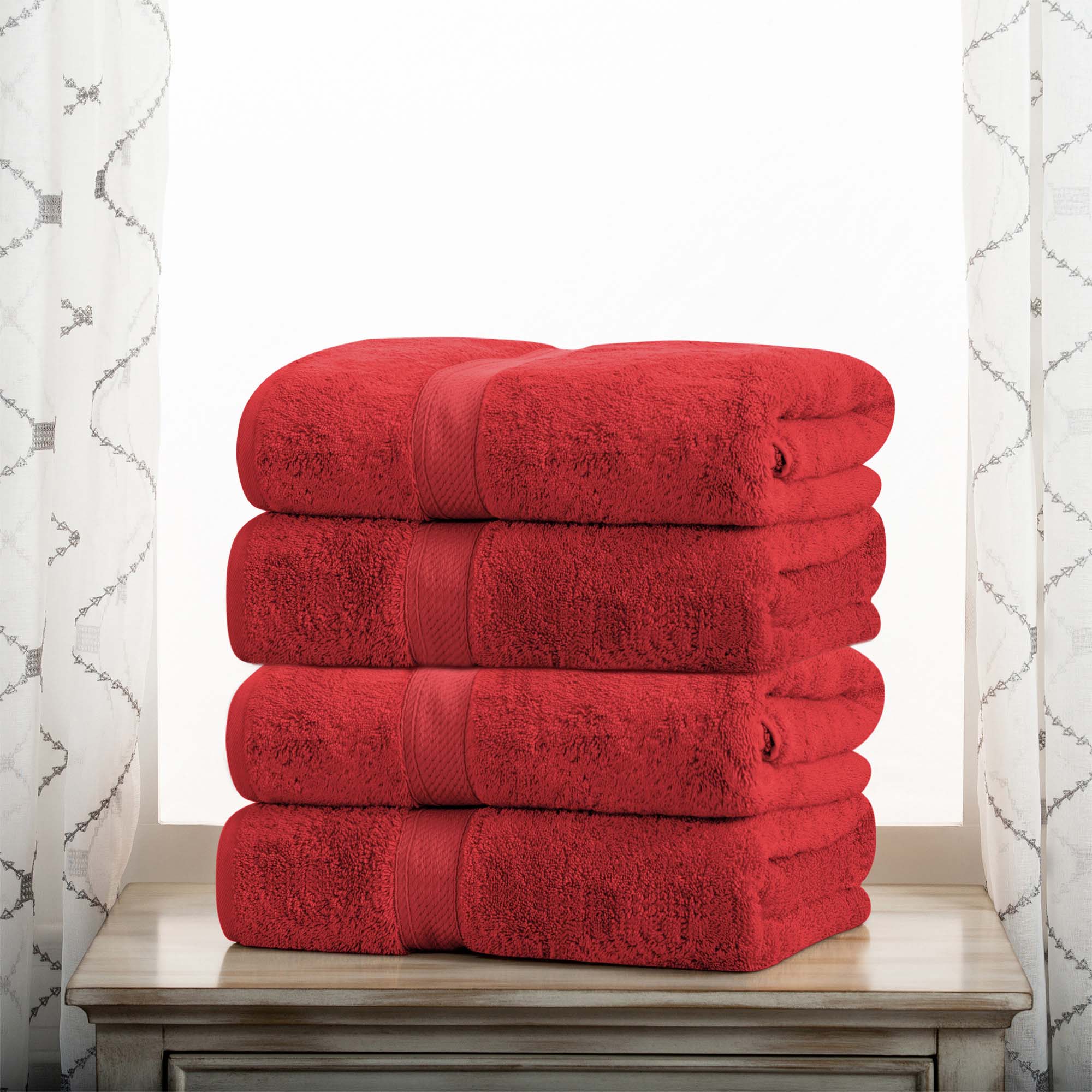 Premium 4-Piece Egyptian Cotton Bath Towel Set - Ultra Soft, Heavyweight & Plush Pile for Spa-Like Luxury at Home | Perfect for Bath, Beach & Guest Use