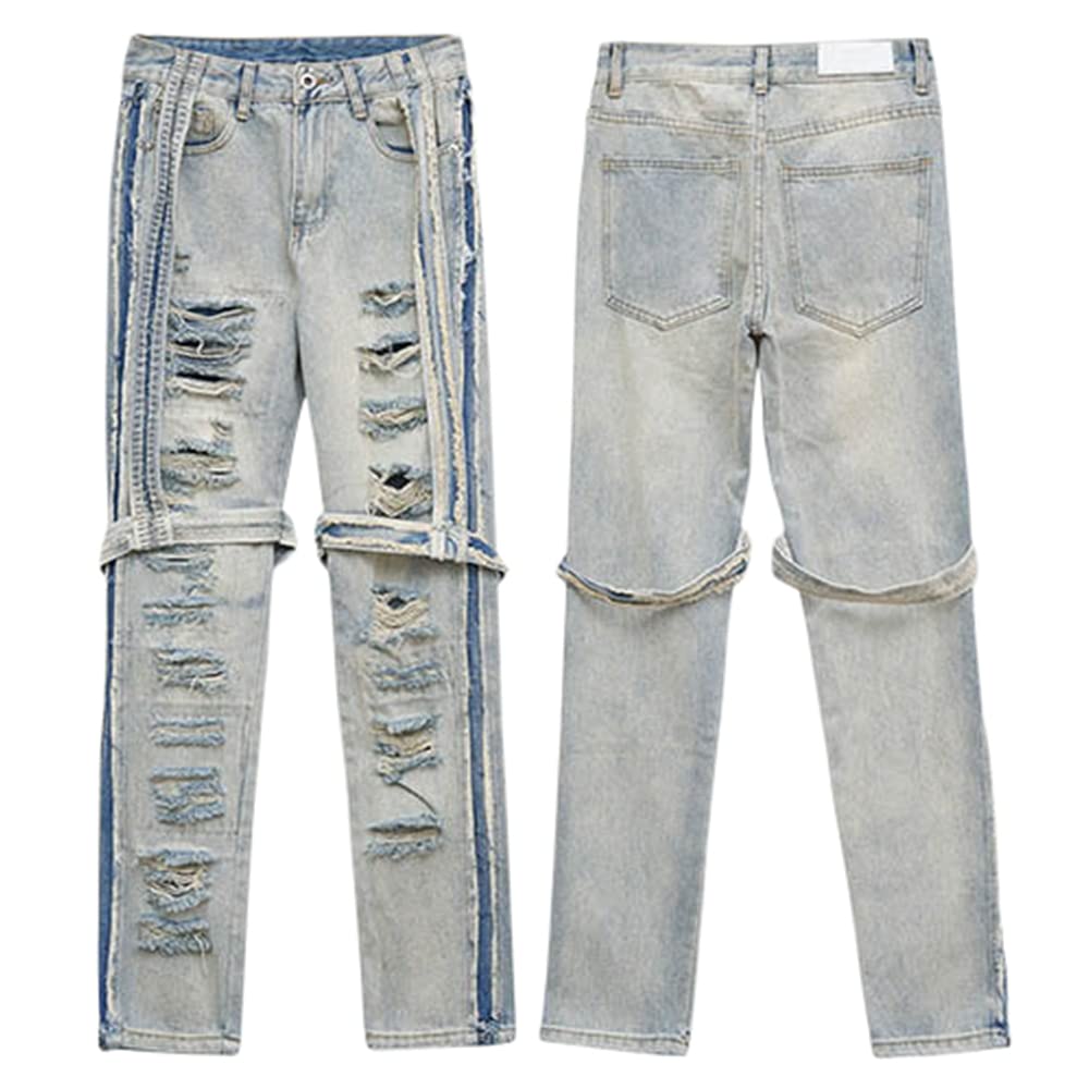 Men's Hip Hop Ripped Denim Pants - Streetwear Harajuku Style Cotton Jogger Jeans with Holes | Perfect for Casual Wear, Urban Fashion & Spring Outfits