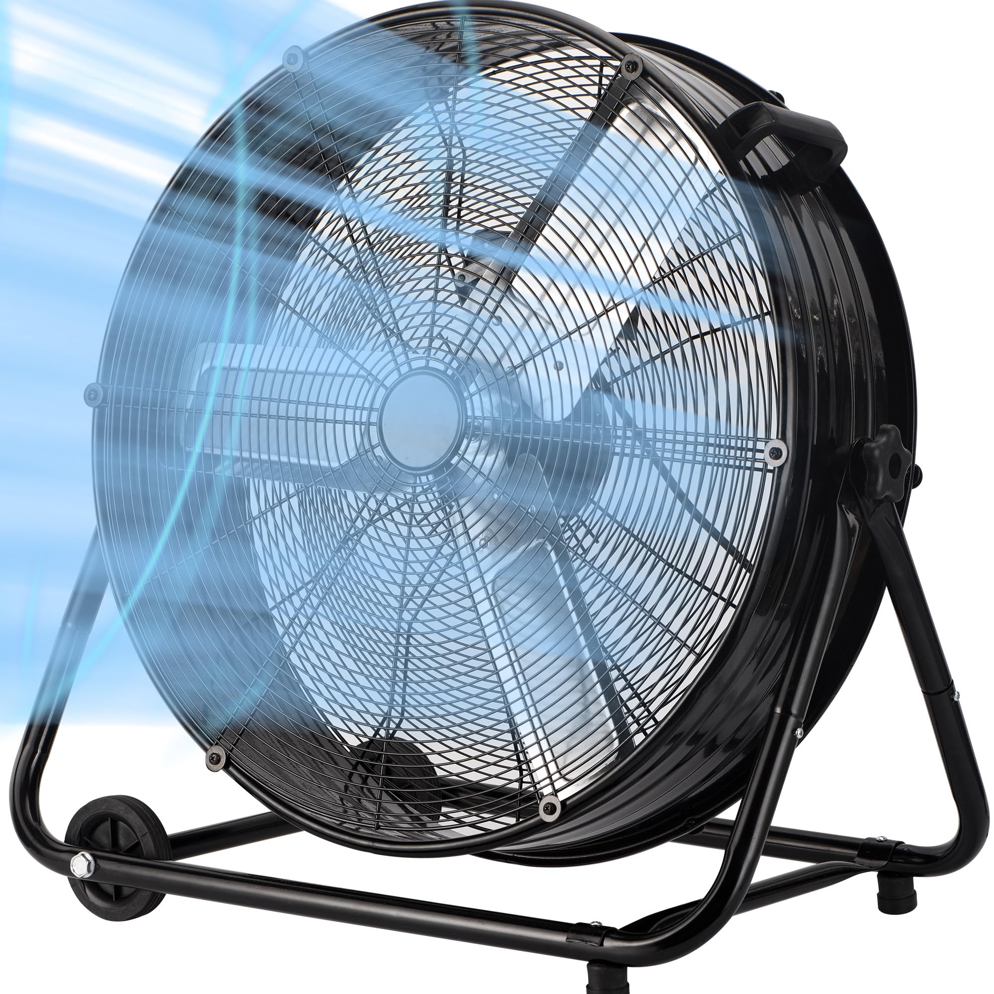 30 Inch Industrial Drum Fan 14000 CFM Heavy Duty Floor Fan - 550W High Velocity Shop Fan with 3-Speed Settings & 360° Tilt Casters for Warehouse, Factory, Barn, Garage - Perfect for Cooling Large Spaces, Ventilation, and Air Circulation (Black)