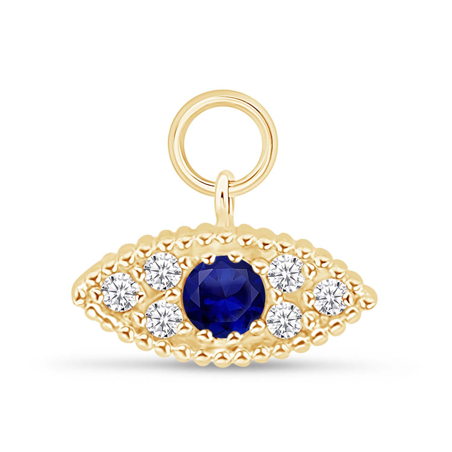 14K Yellow Gold Hoop Earrings with Sapphire Evil Eye Charm - Protection Jewelry for Women, Perfect for Everyday Wear & Gift Giving