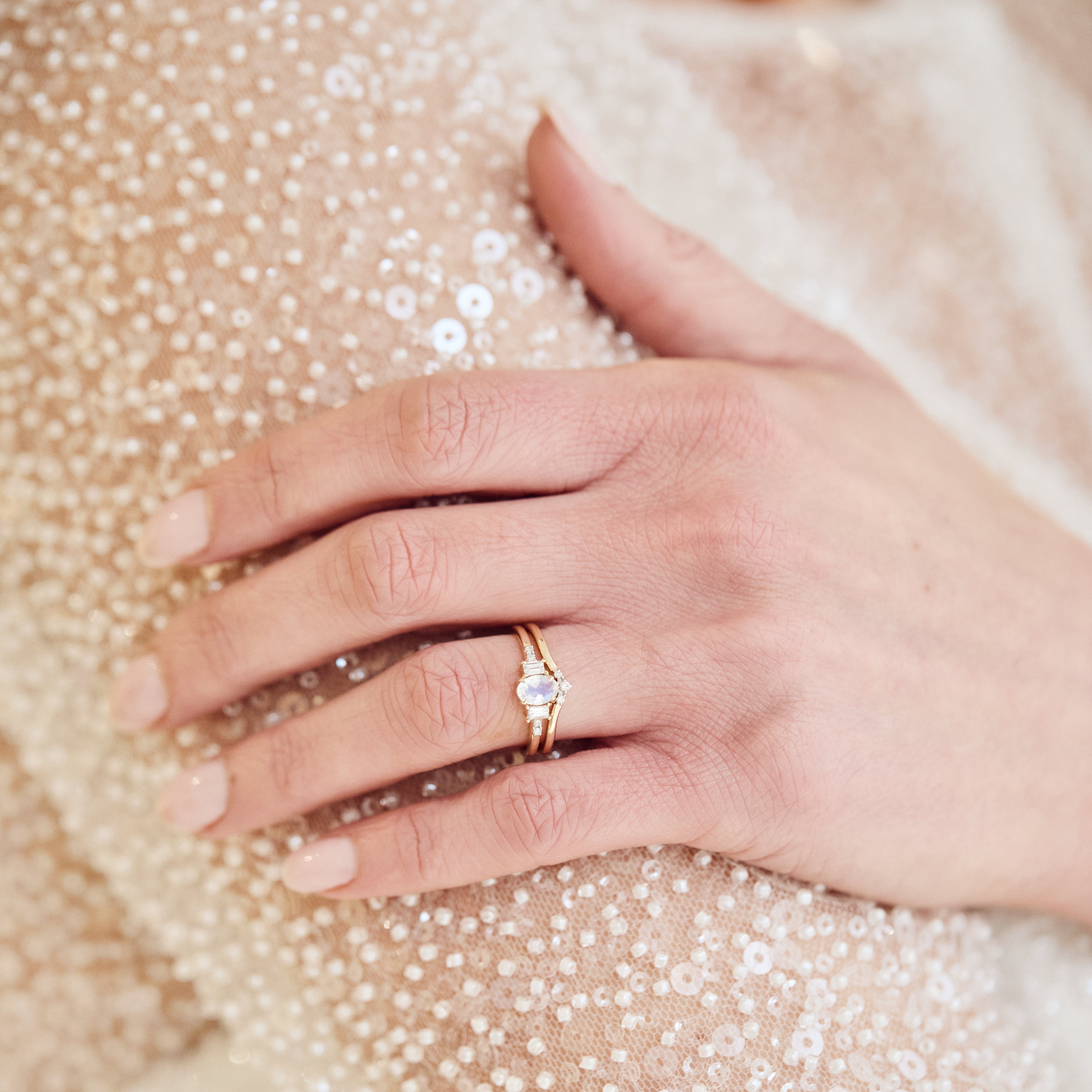Estella Moonstone & Diamond Engagement Ring Set – Elegant Wedding & Promise Ring for Women – Perfect for Proposals, Anniversaries & Special Occasions
