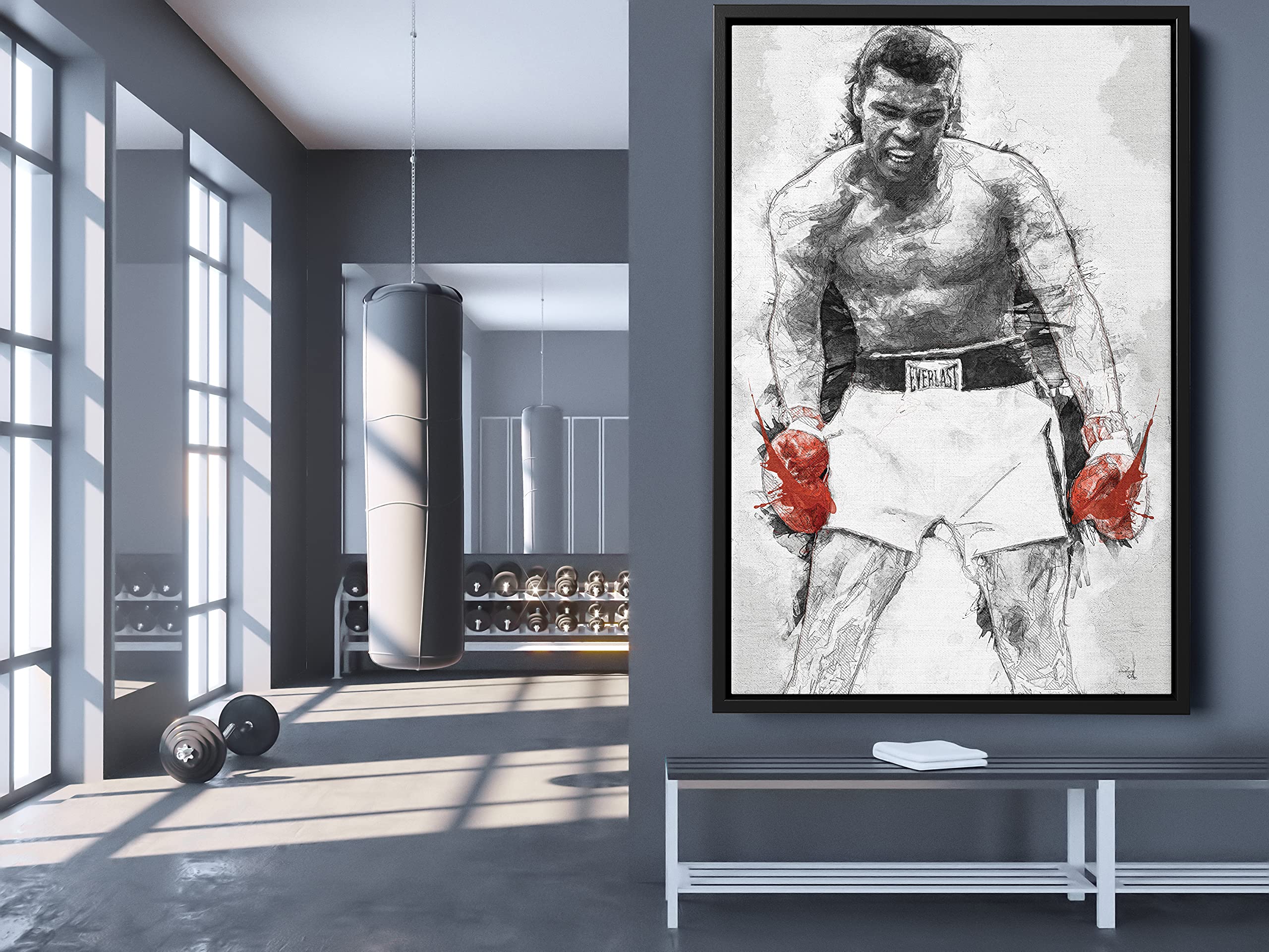Muhammad Ali Boxing Art Poster - Handmade Canvas Framed Print (18