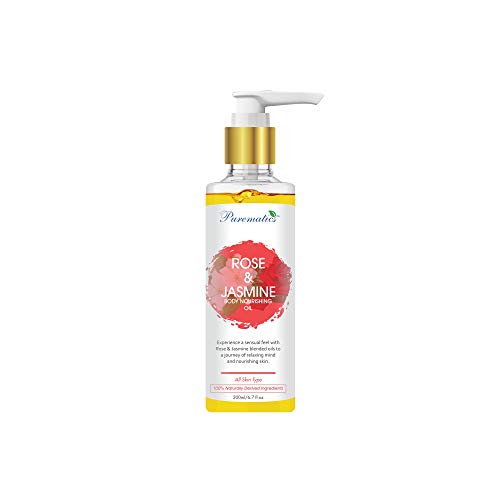 PUREMATICS Rose & Jasmine Body Oil - 200ml Hydrating & Nourishing Skin Care for Dry Skin - Relaxing Aromatherapy Massage Oil for Spa, Bath & Nighttime Routine