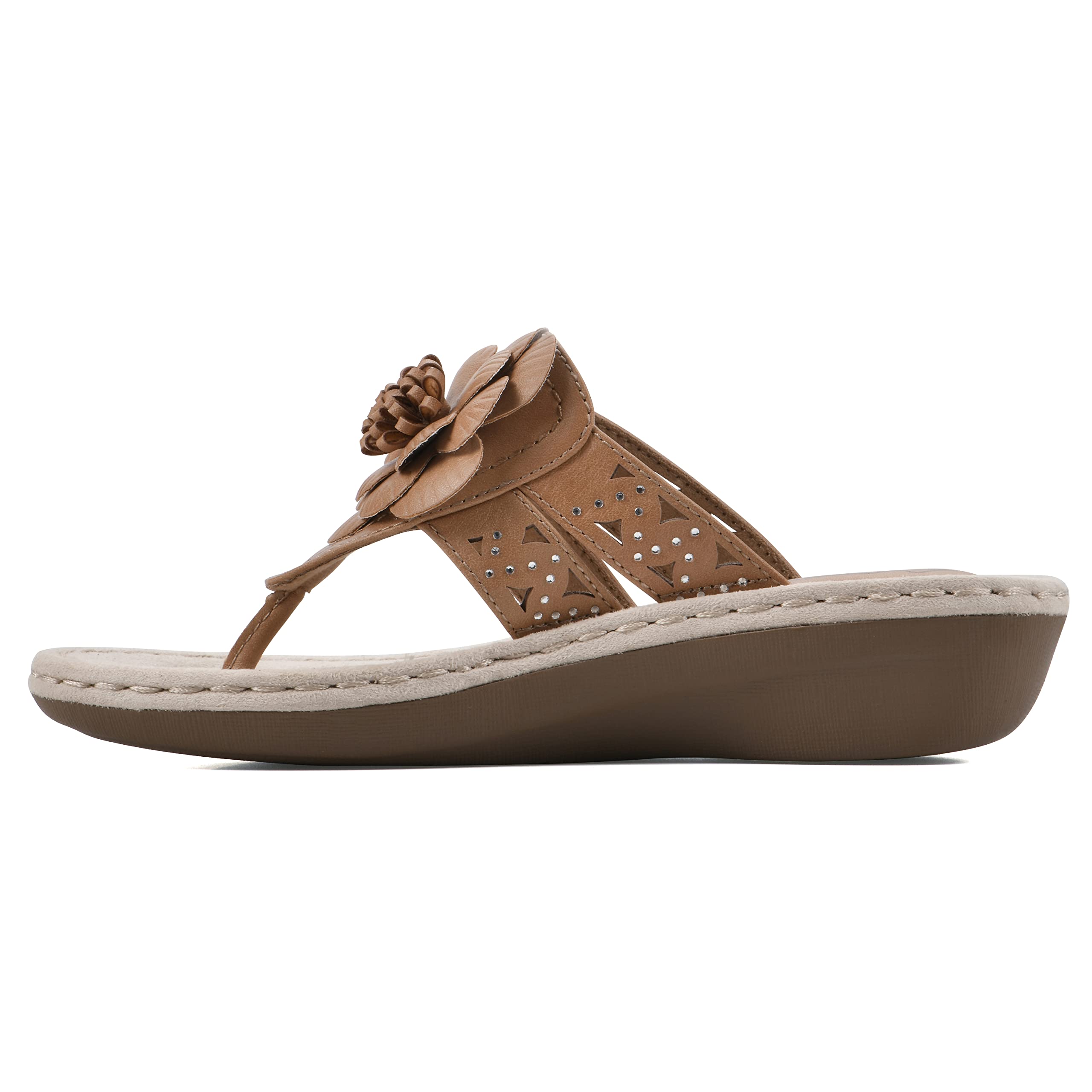 White Mountain Women's Cynthia Wedge Sandal - Comfortable Summer Walking Shoes