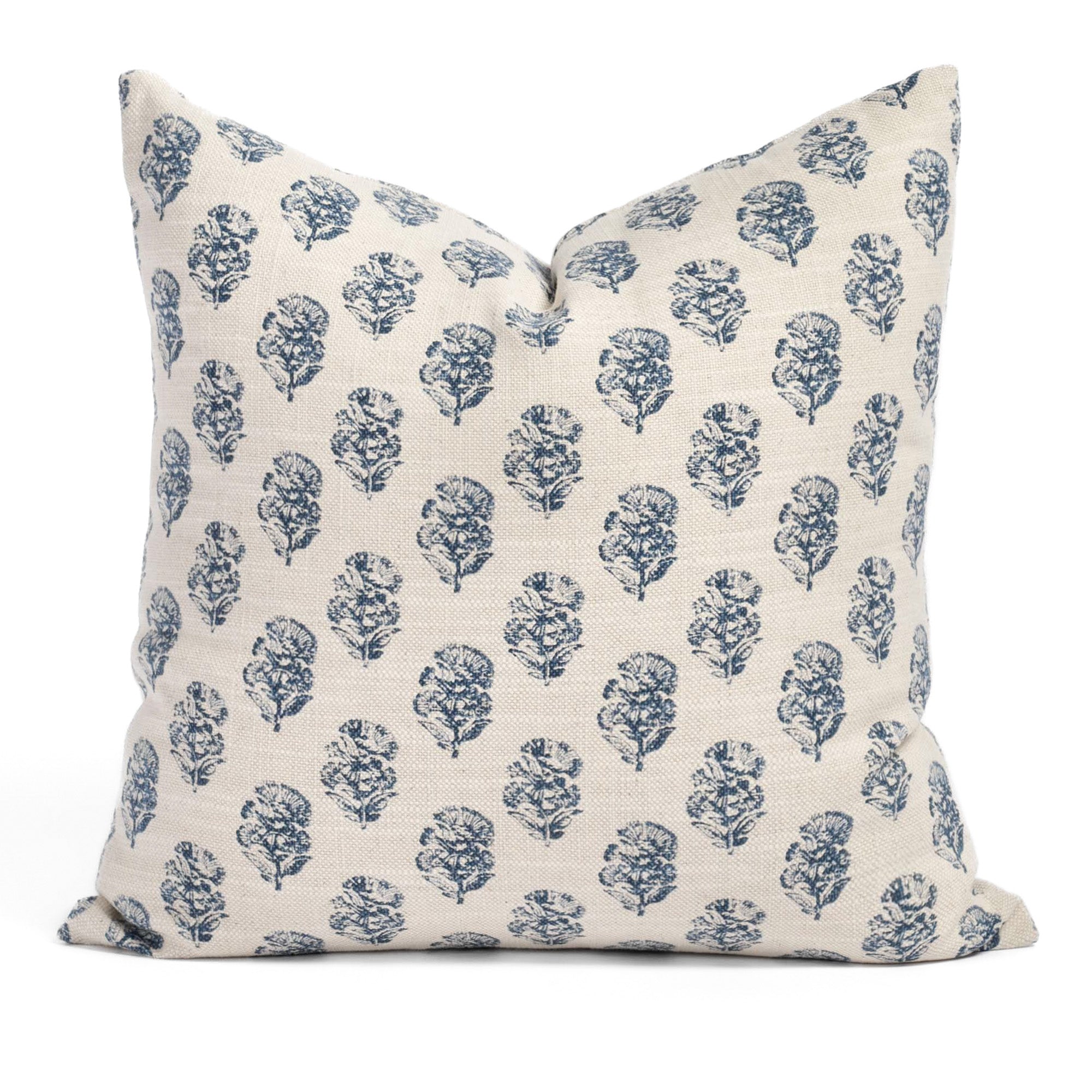 Zola 20x20 Inch Decorative Throw Pillow Cover - Soft Indigo Blue Cotton Square Cushion for Sofa, Bed, Living Room & Home Decor