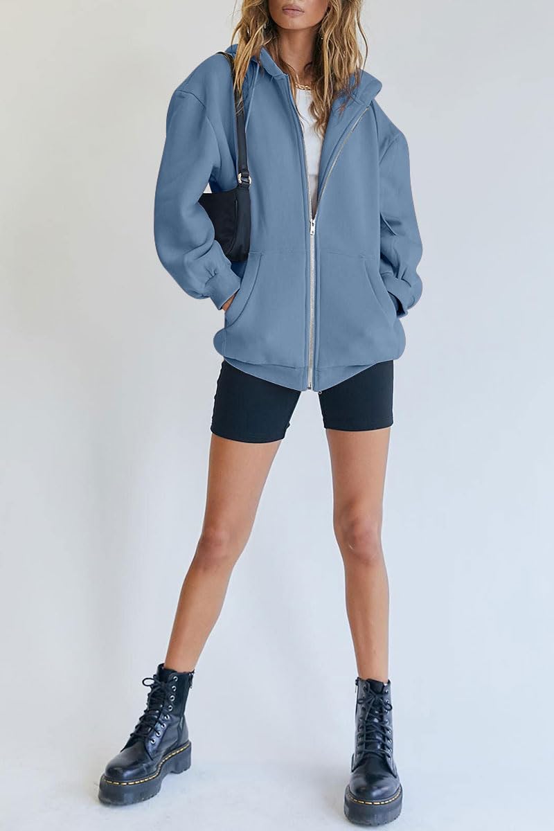 AUTOMET Women's Zip Up Hoodie - Long Sleeve Oversized Fleece Sweatshirt with Pockets | Y2K Fashion Jacket for Fall 2024 | Casual Outfit, Streetwear, Loungewear & Cold Weather Comfort