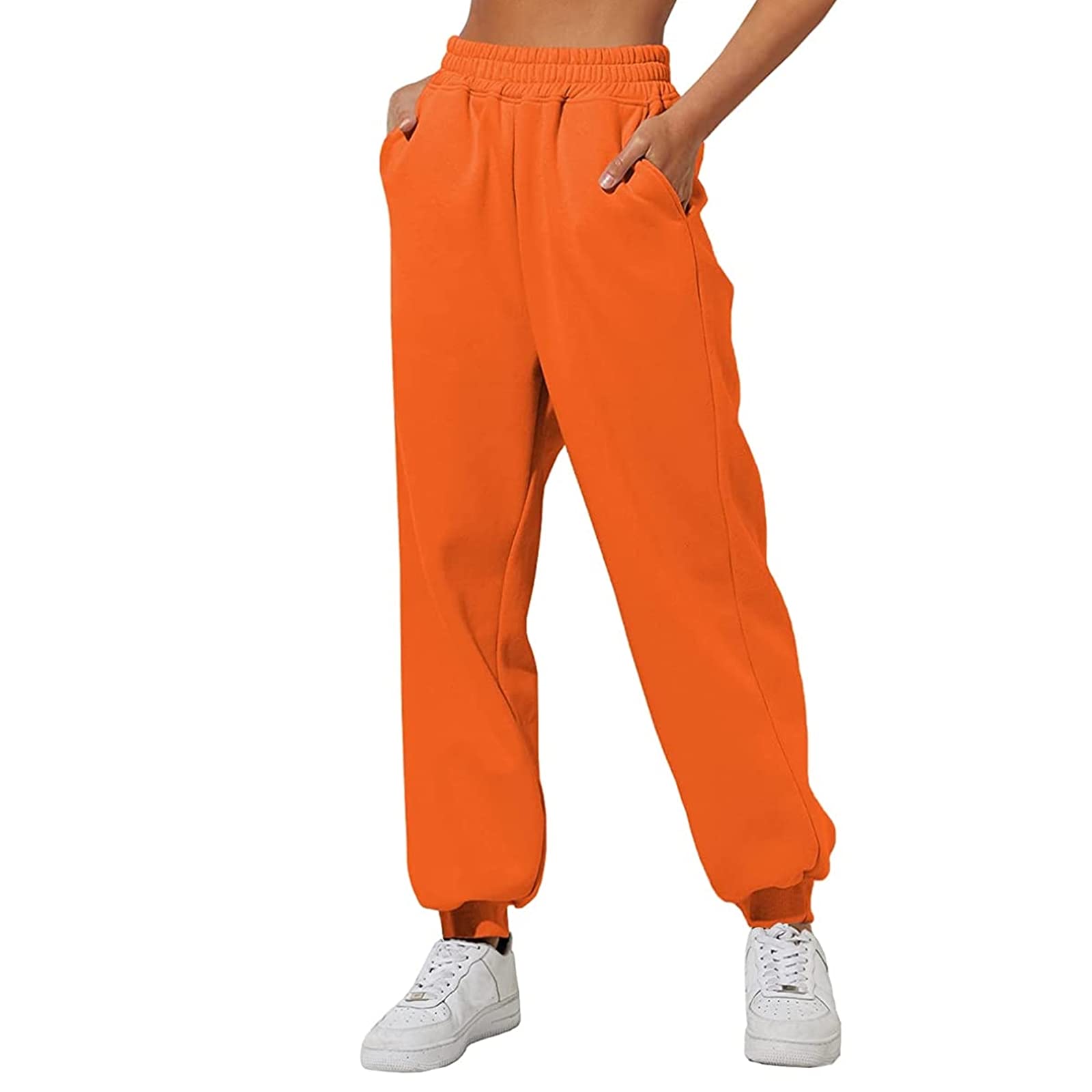 Auciho Women's Fleece Lined Sweatpants - Winter Joggers with Elastic Waist & Pockets | Cozy Lounge Pants for Home, Yoga, and Outdoor Activities